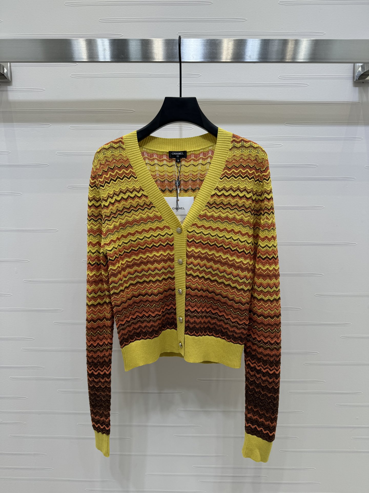 Chanel Clothing Cardigans Vintage Gold Knitting Fall Collection Long Sleeve