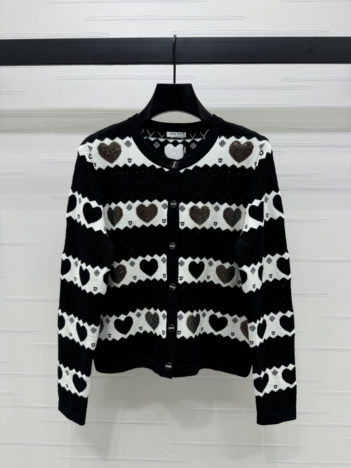 MiuMiu Abbigliamento Cardigan Replica 1: 1 alta qualità
 Nero Bianco Lavorazione a maglia Collezione Autunno Fashion Maniche lunghe