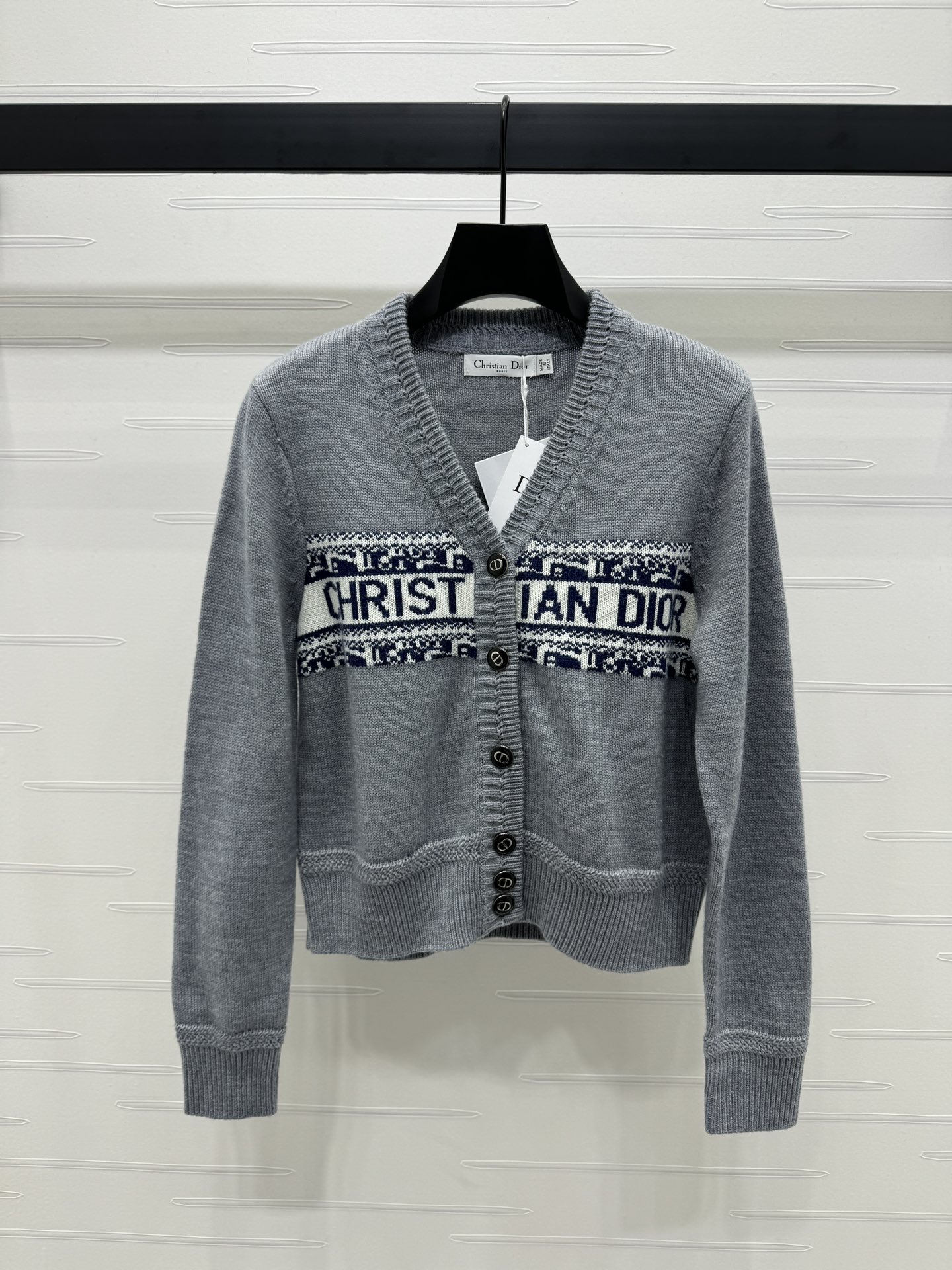 Dior Abbigliamento Cardigan Bianco Lavorazione a maglia Lana Collezione Autunno/Inverno Maniche lunghe