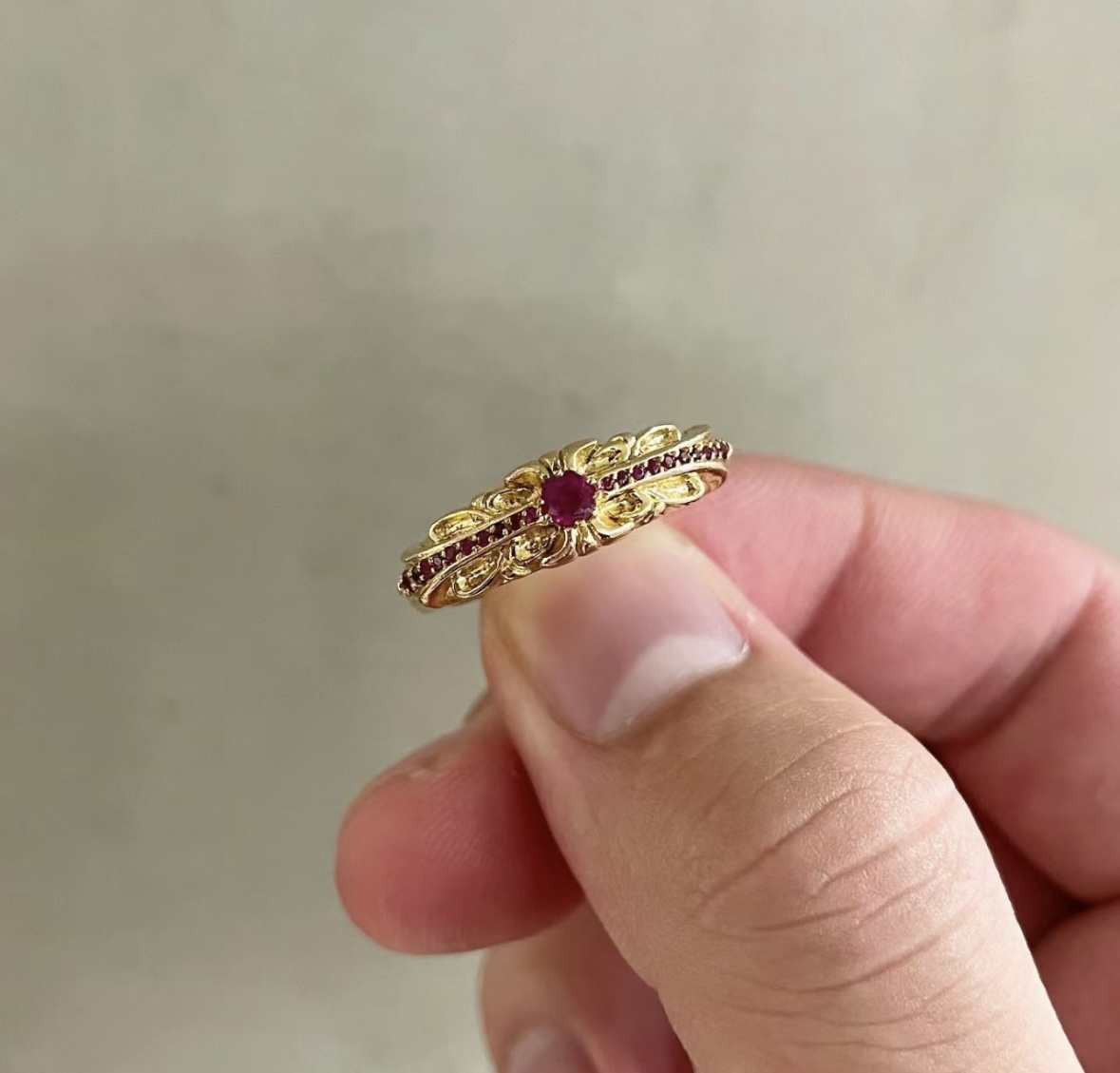 Ring, Gold-Plated Diamond Custom, Custom 22k Solid Gold