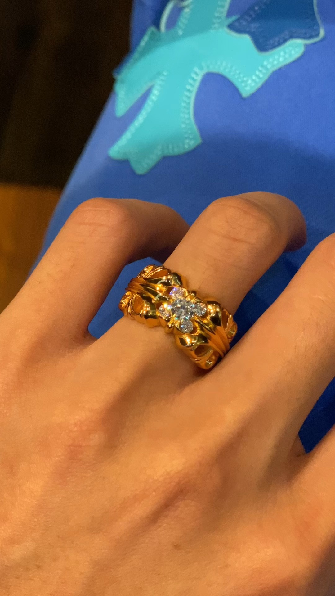 Ring, Gold-Plated Diamond Custom, Custom 22k Solid Gold