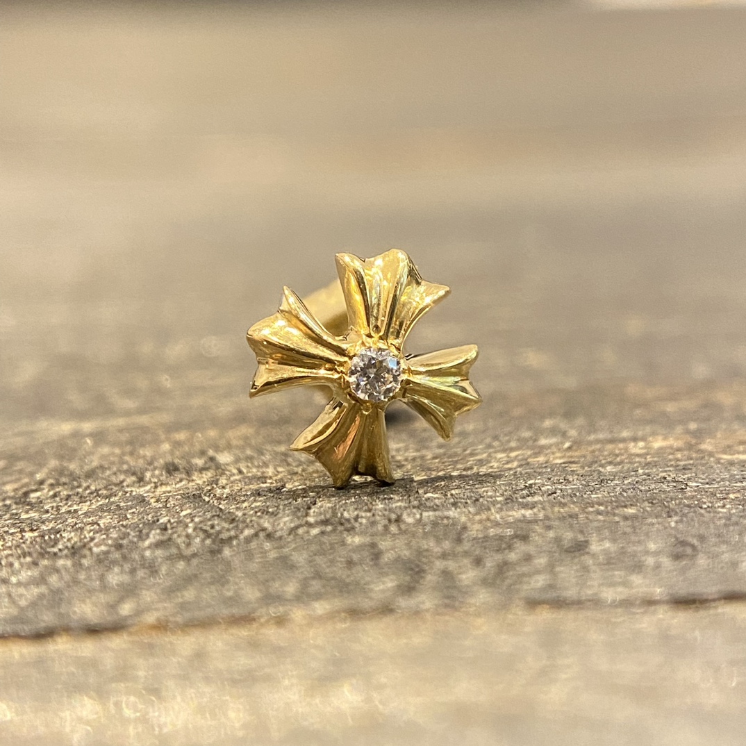 Earrings, gold-plated with custom diamond setting, 22k real gold customization