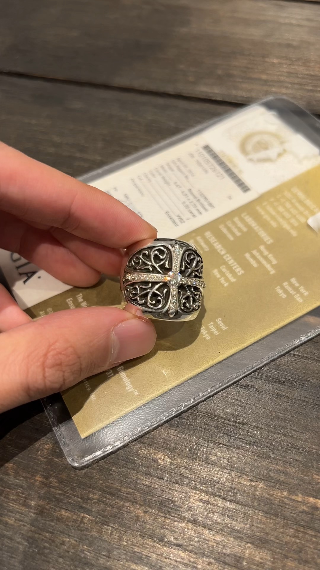 Ring, gold-plated diamond custom, 925 silver diamond custom