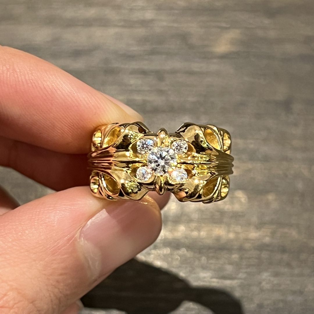 Ring, Gold-Plated Diamond Custom, Custom 22k Solid Gold