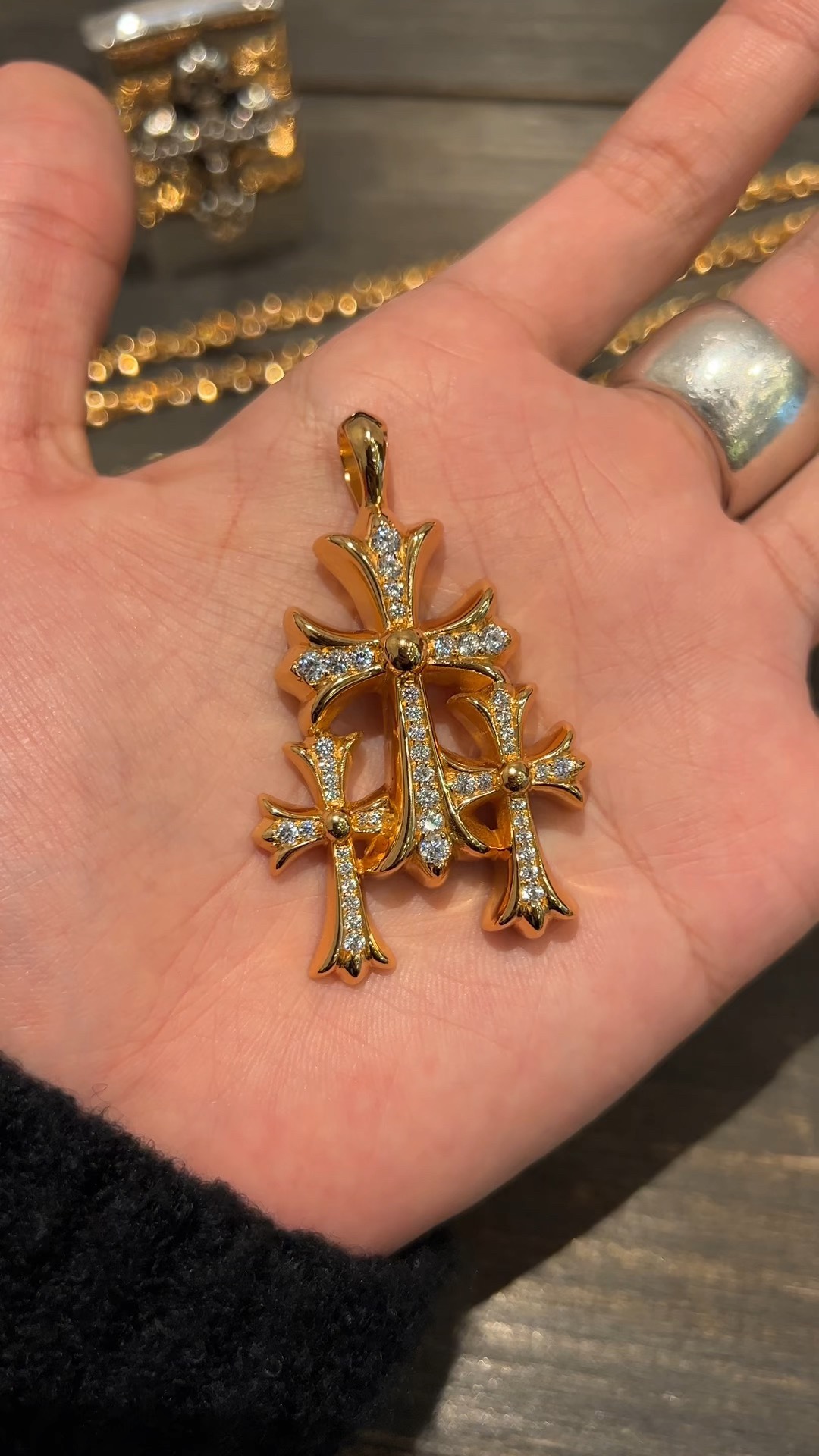 Custom Gold-Plated Diamond Setting, Necklace Pendant