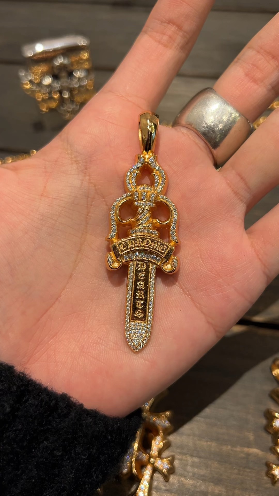 Custom Gold-Plated Diamond Setting, Necklace Pendant