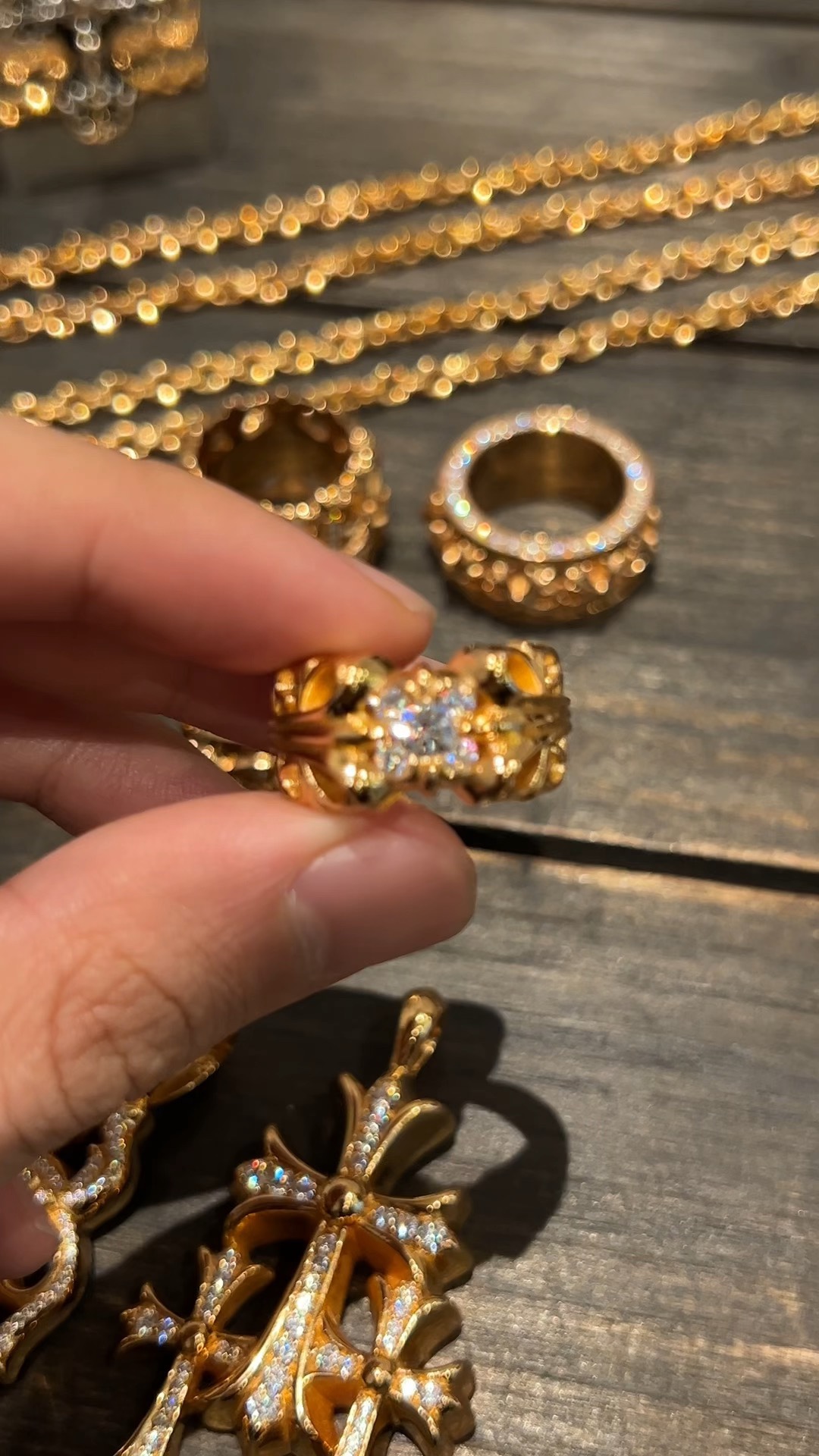 Ring, Custom Gold-Plated Diamond Setting