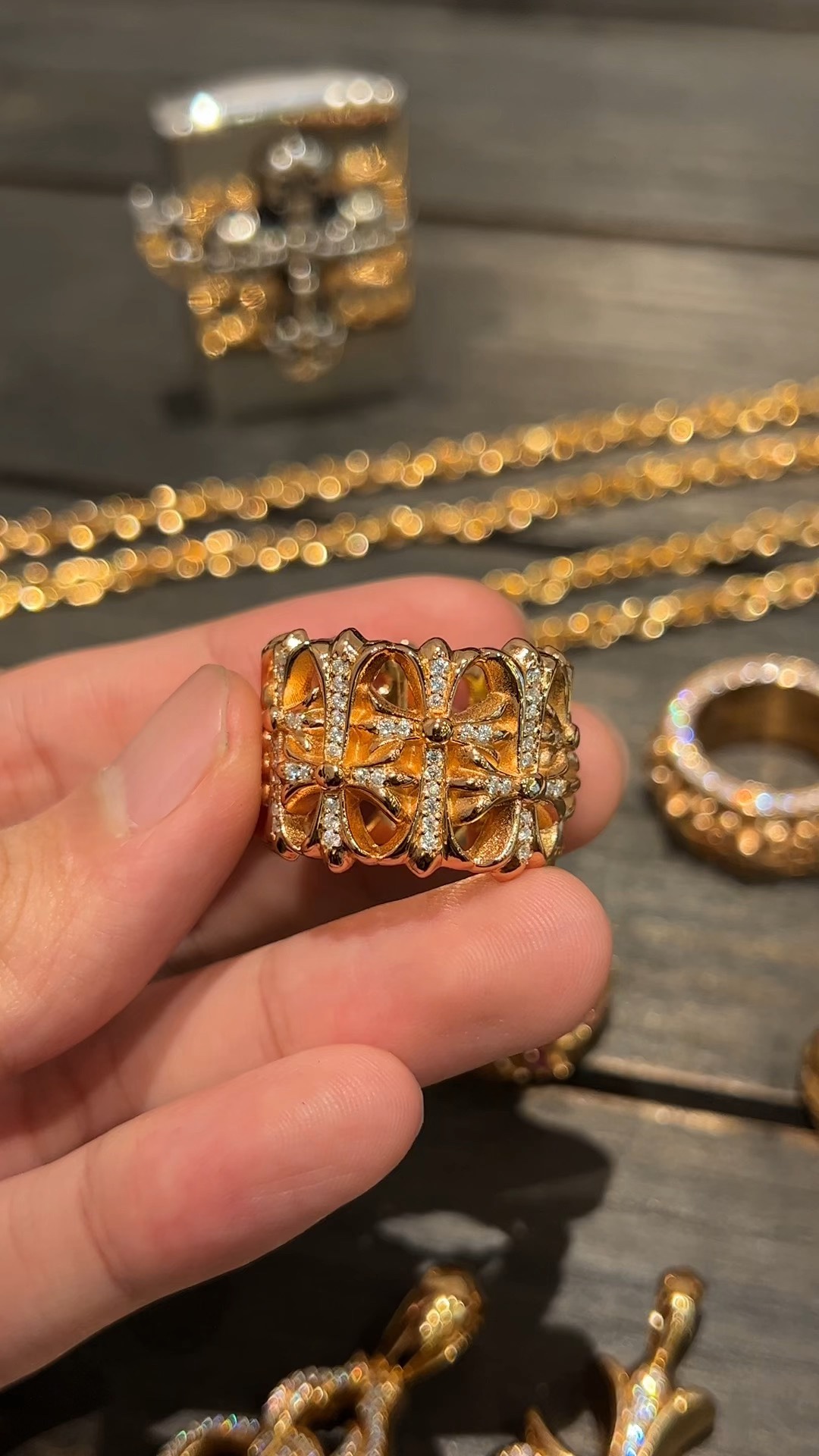 Ring, Custom Gold-Plated Diamond Setting