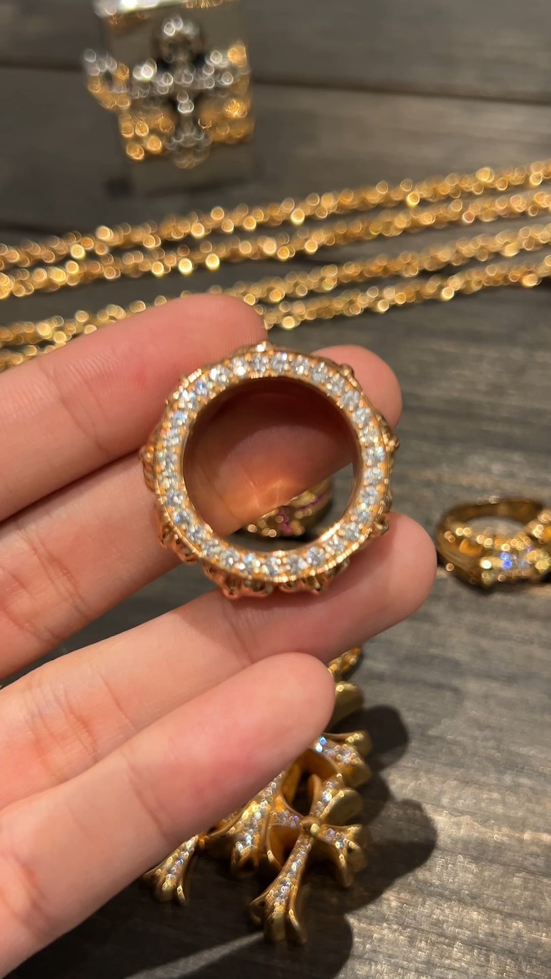 Ring, Custom Gold-Plated Diamond Setting