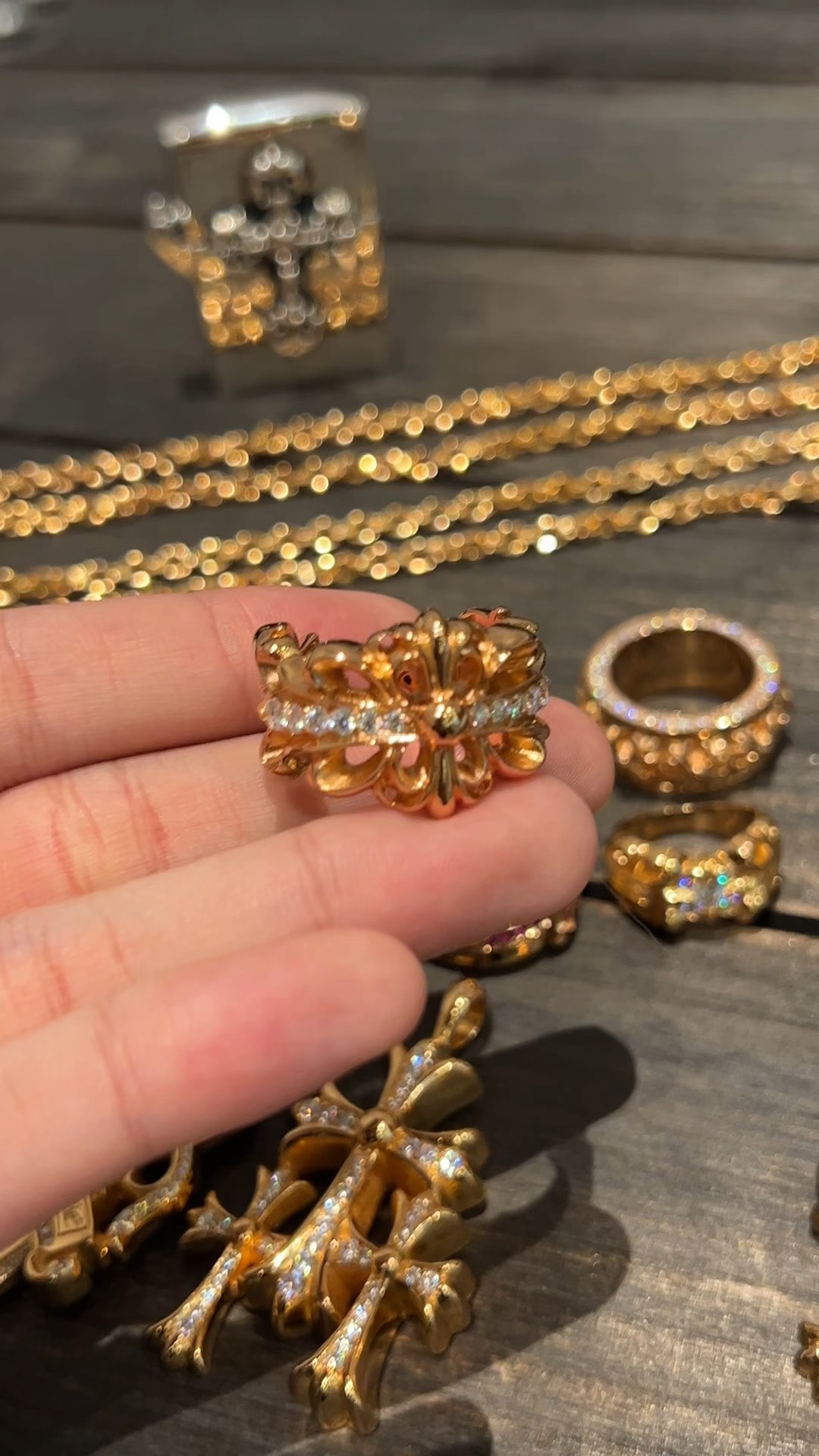 Ring, Custom Gold-Plated Diamond Setting