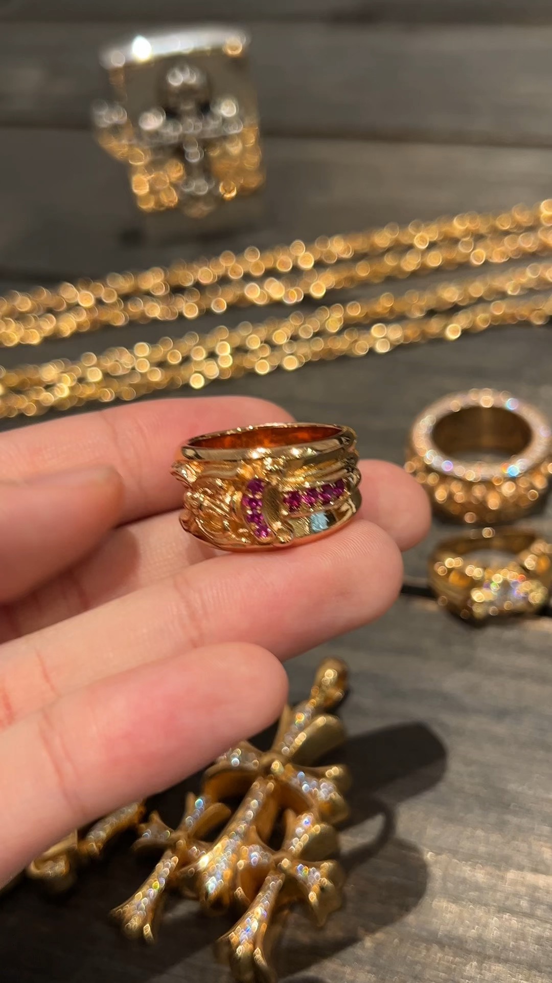 Ring, Custom Gold-Plated Diamond Setting