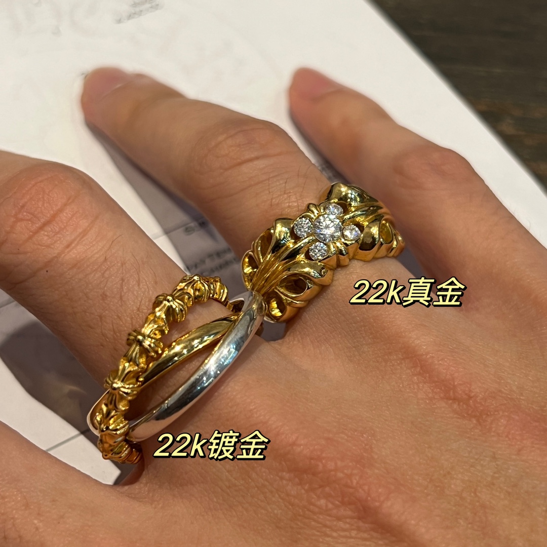 Ring, Custom Gold-Plated Diamond Setting