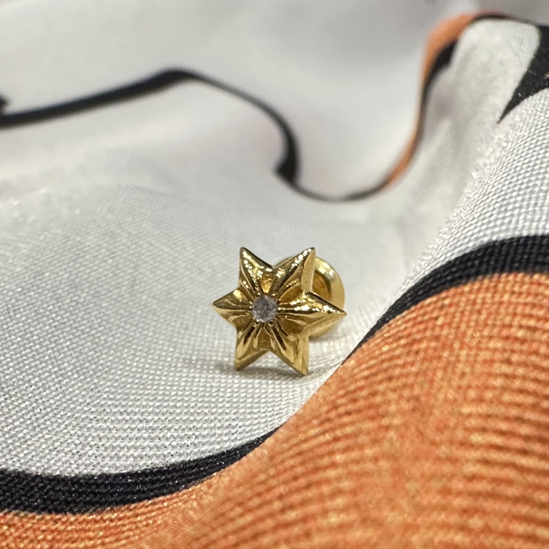 Earrings, gold-plated with custom diamond setting, 22k real gold customization