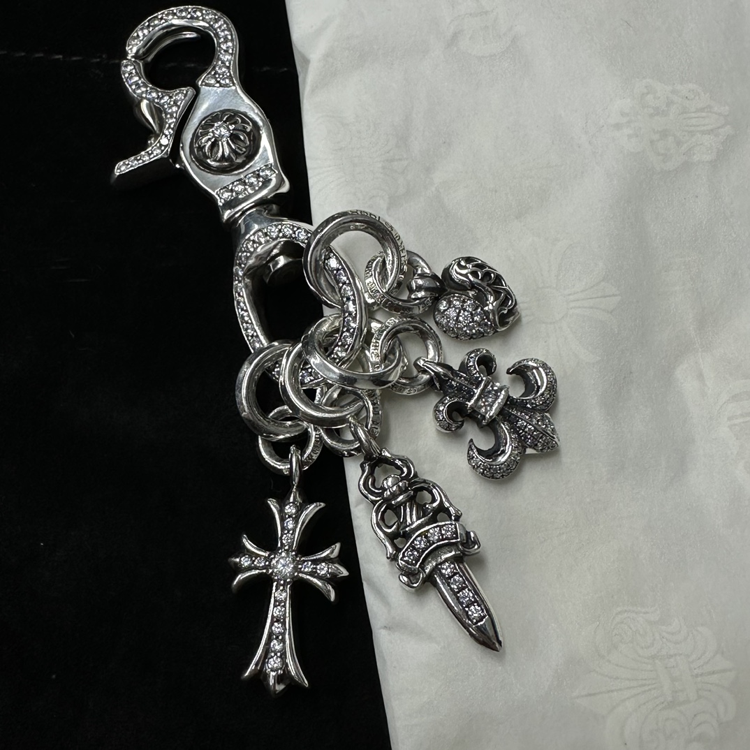 Keychain, Gold-Plated Diamond Custom, 925 Silver Diamond Custom