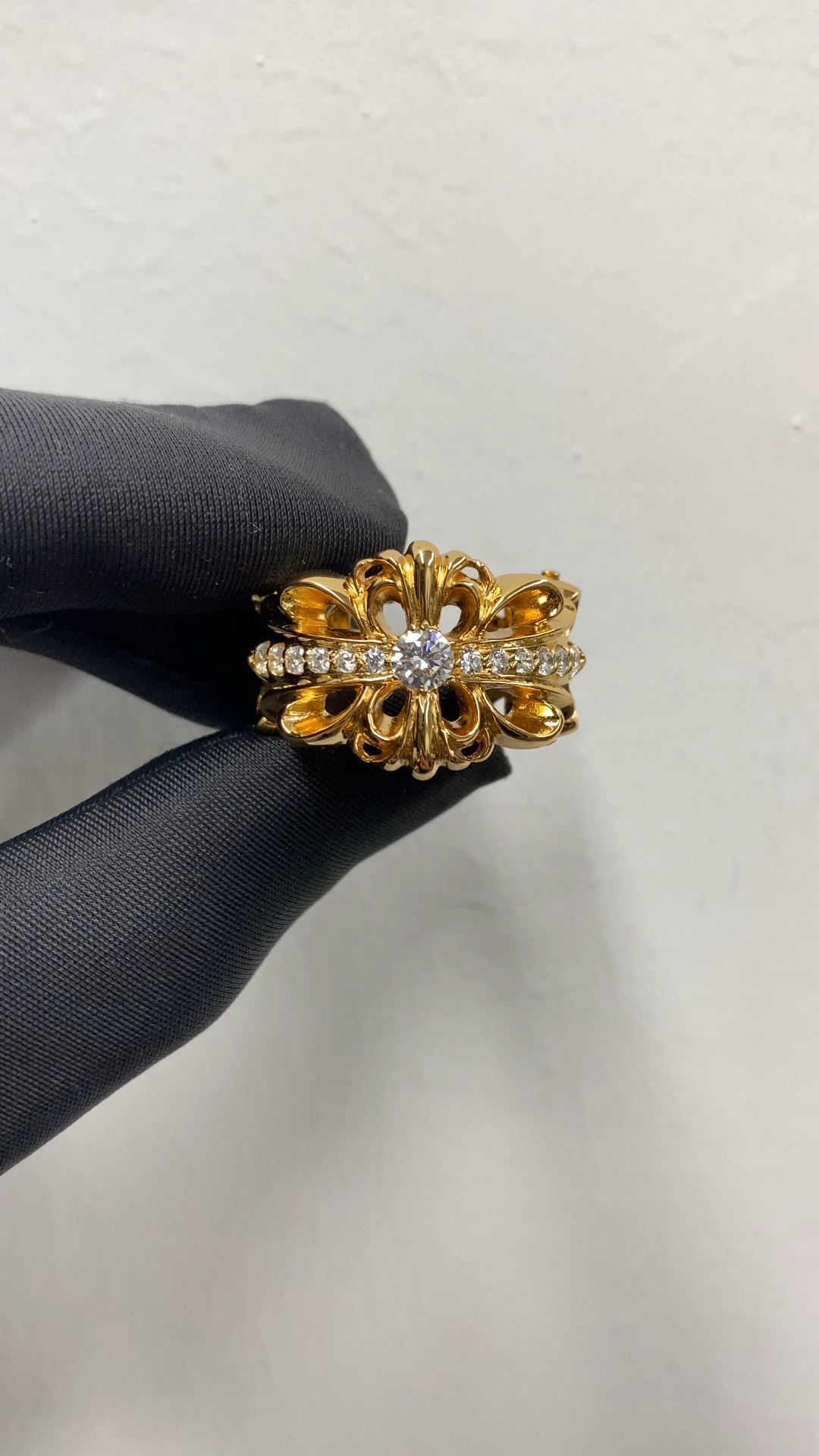 Ring, Custom Gold-Plated Diamond Setting