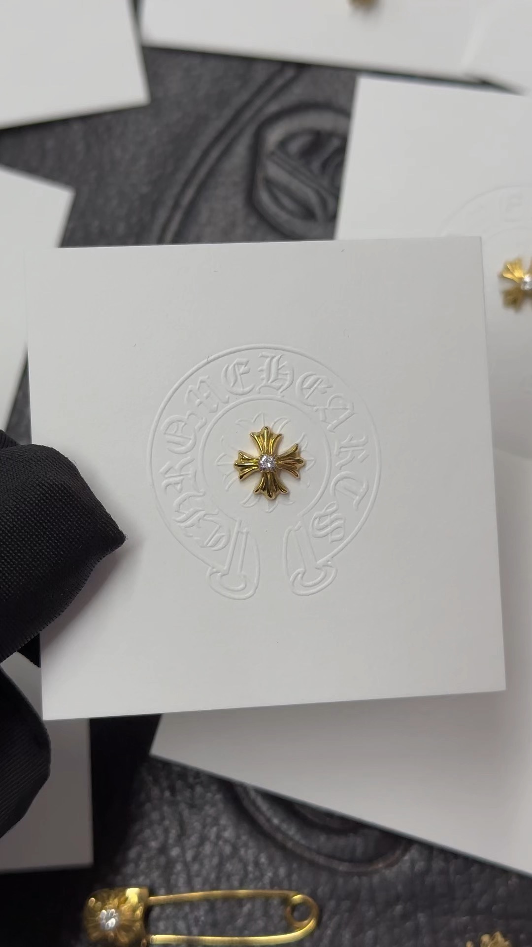 Earrings, gold-plated with custom diamond setting, 22k real gold customization