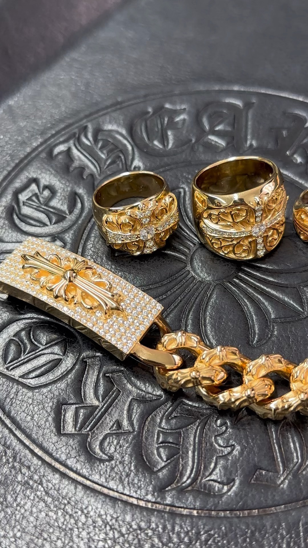 Custom order real shot: Ring, gold-plated diamond-set customization, bracelet and bangle