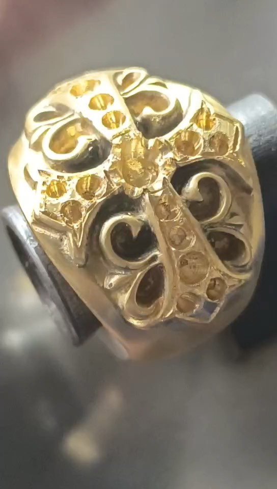 Production process: custom gold-plated and diamond-set.
