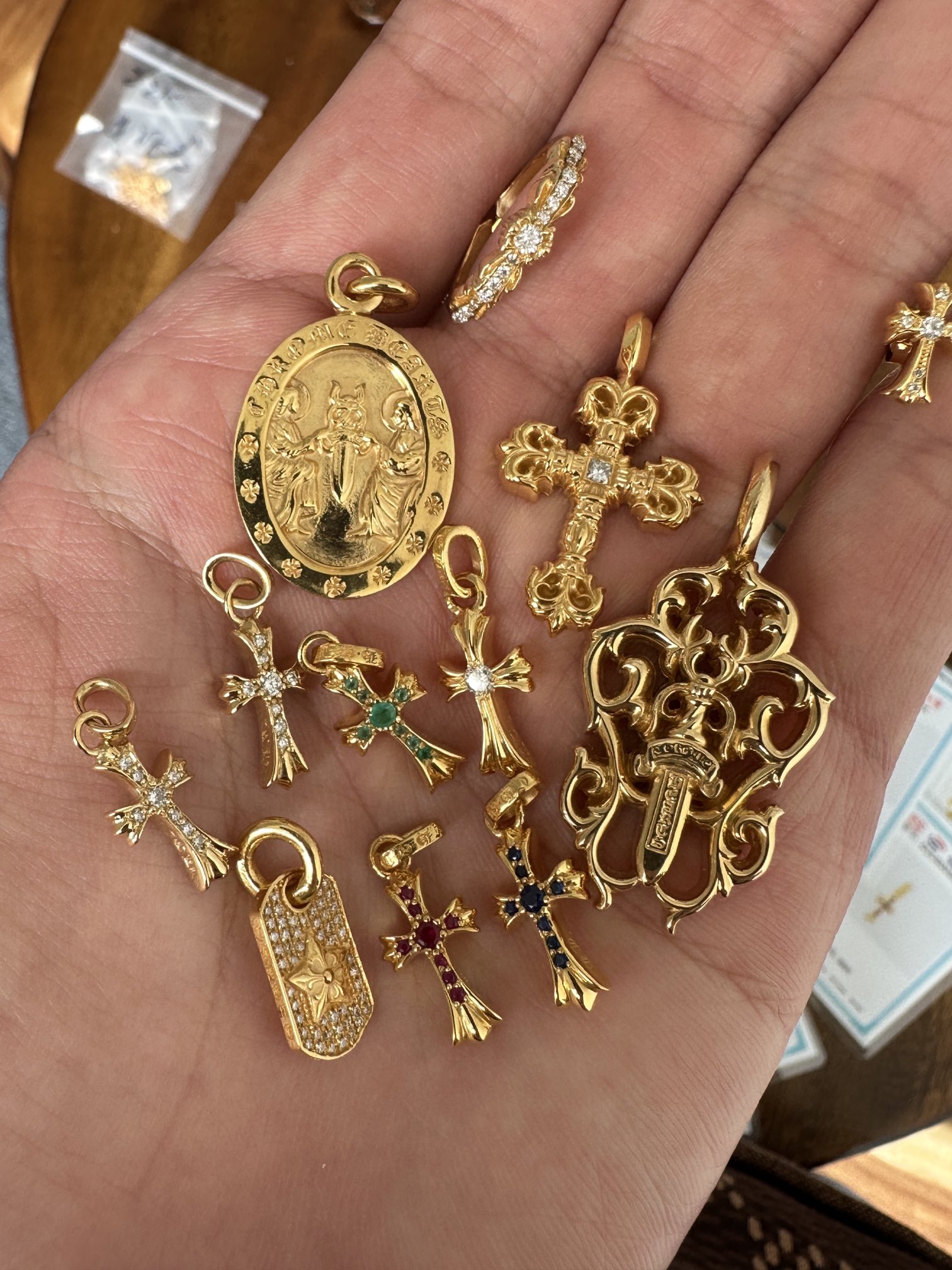 Gold-plated diamond-set customization, 22k real gold customization, necklace pendant