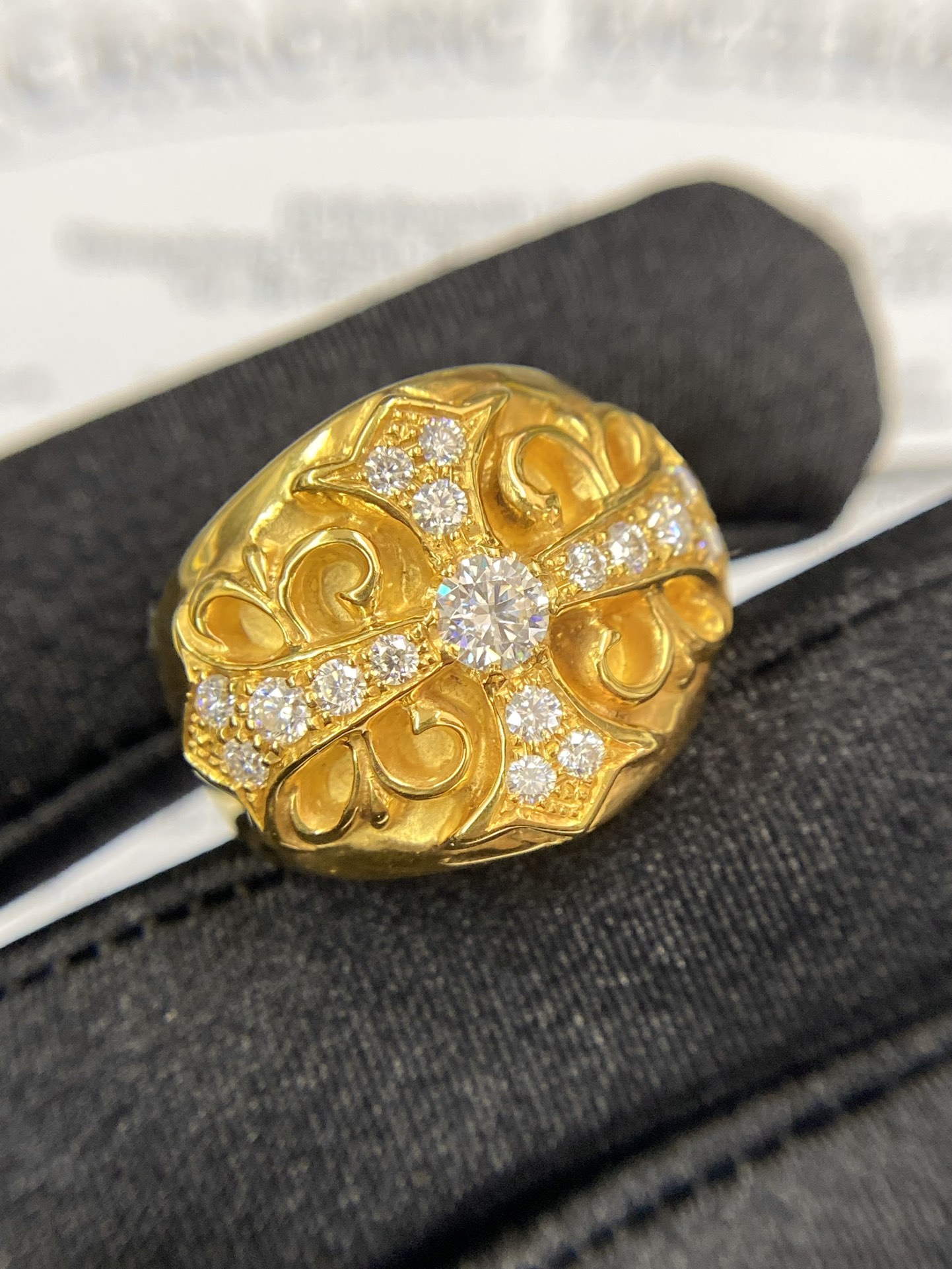 Ring, Custom Gold-Plated Diamond Setting