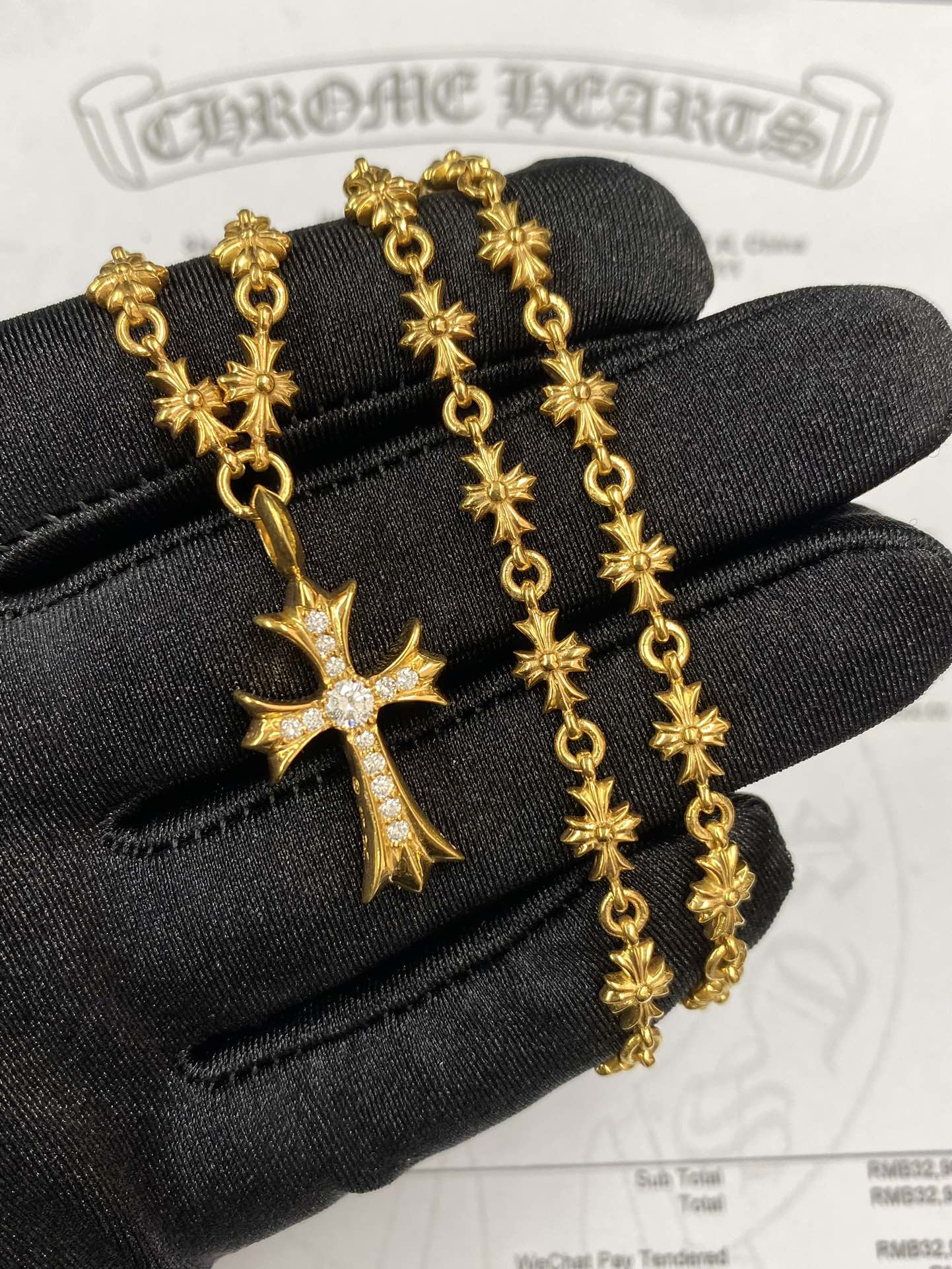 Gold-plated diamond-set customization, 22k real gold customization, necklace pendant