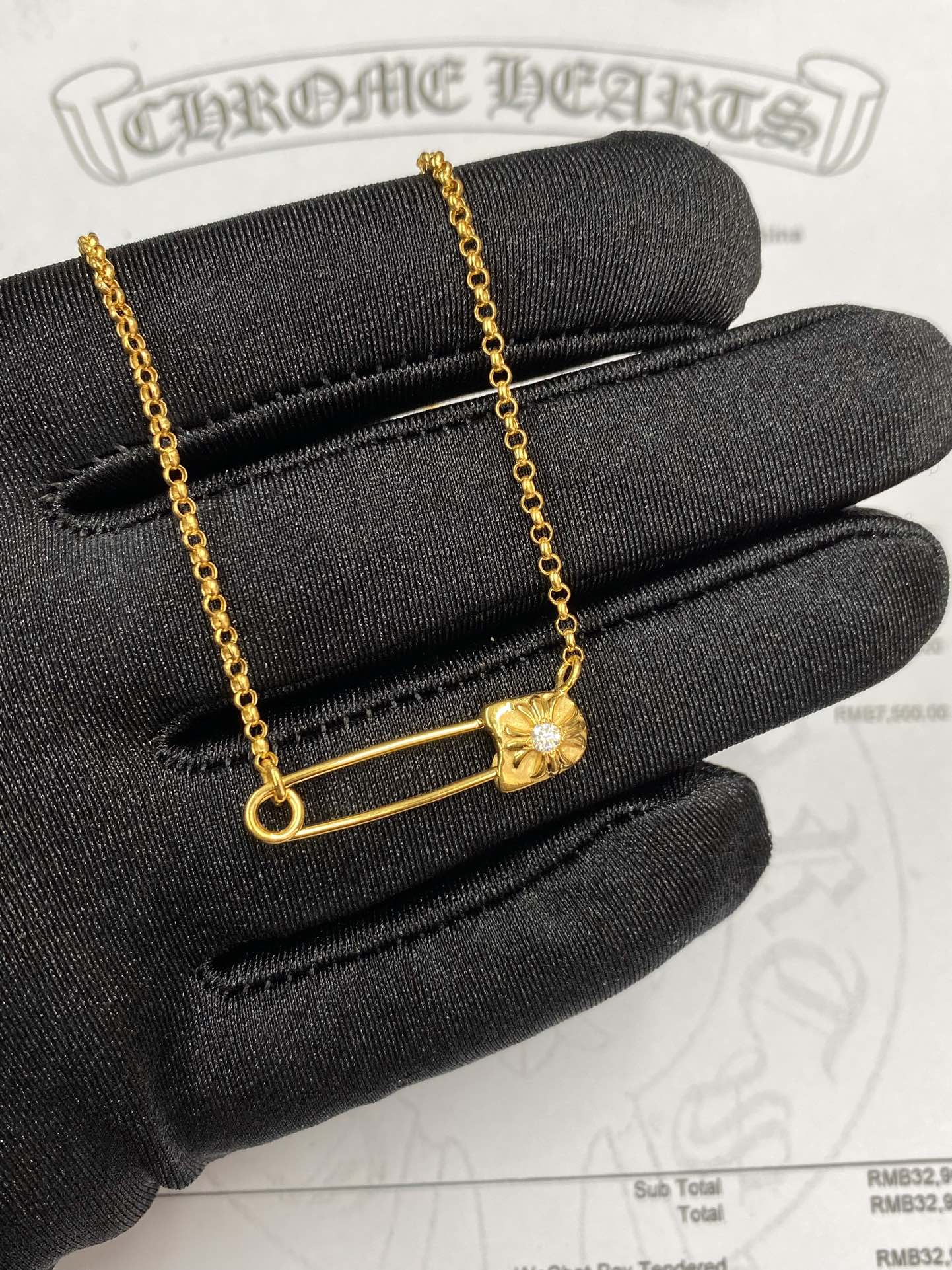 Gold-plated diamond-set customization, 22k real gold customization, necklace pendant