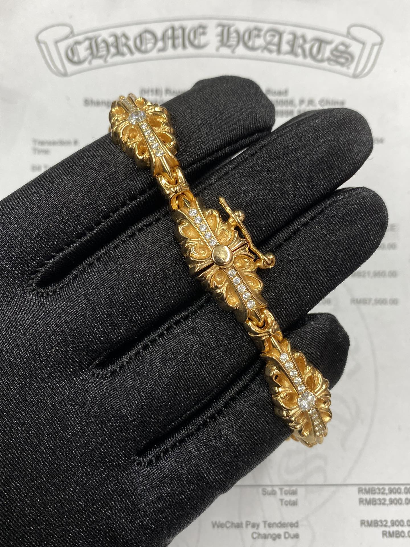 Custom Gold-Plated Diamond Setting, Bracelet Bangle