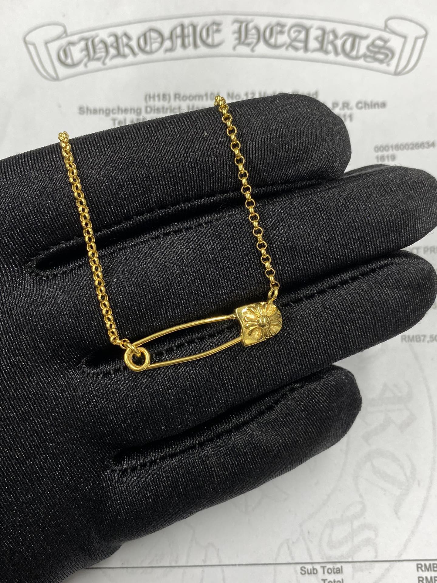 Gold-plated diamond-set customization, 22k real gold customization, necklace pendant