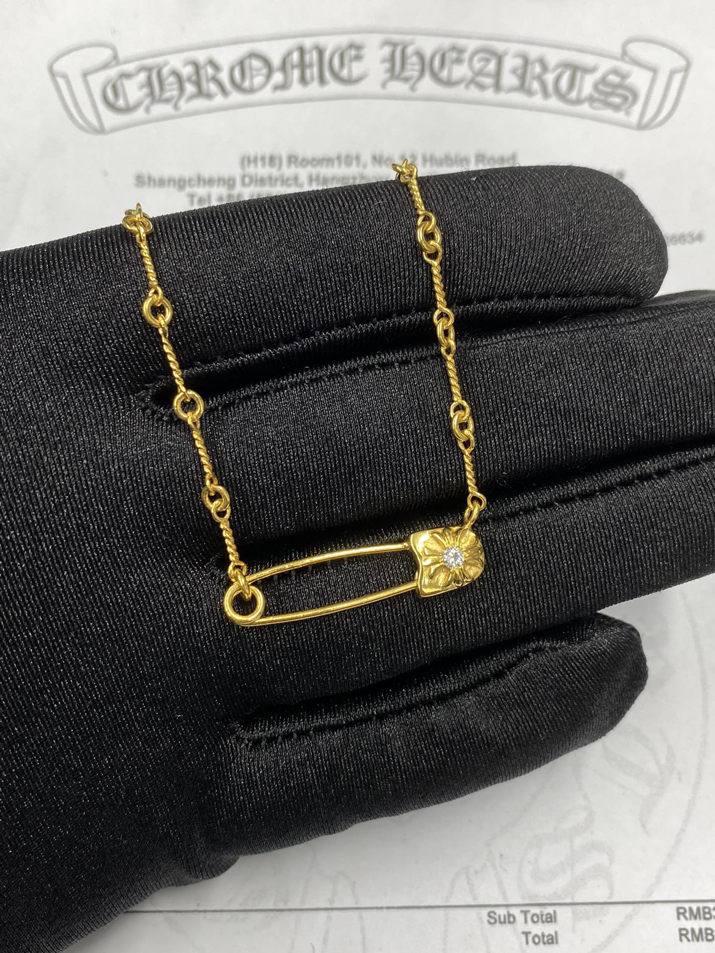 Gold-plated diamond-set customization, 22k real gold customization, necklace pendant