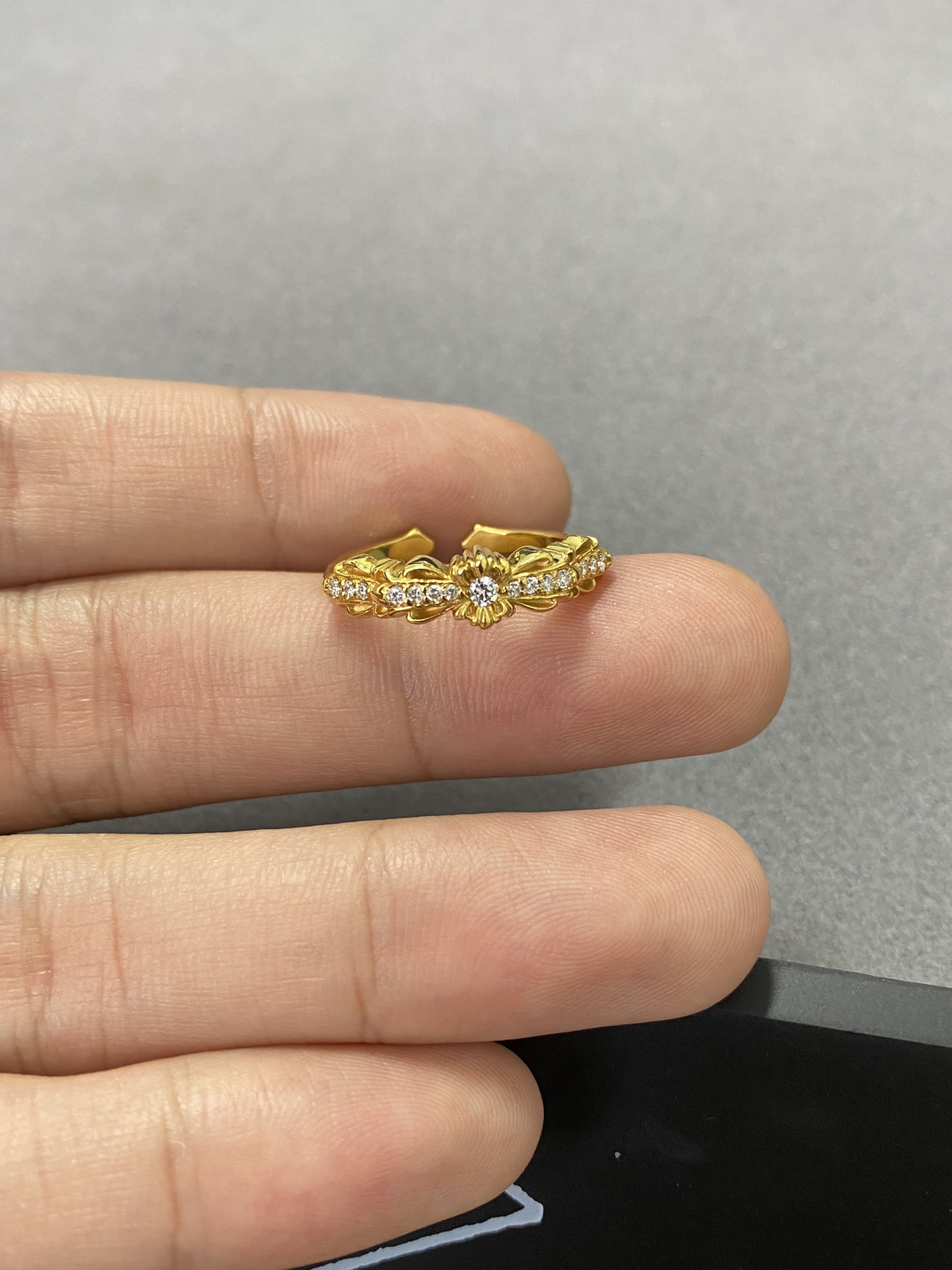 Ring, Custom Gold-Plated Diamond Setting