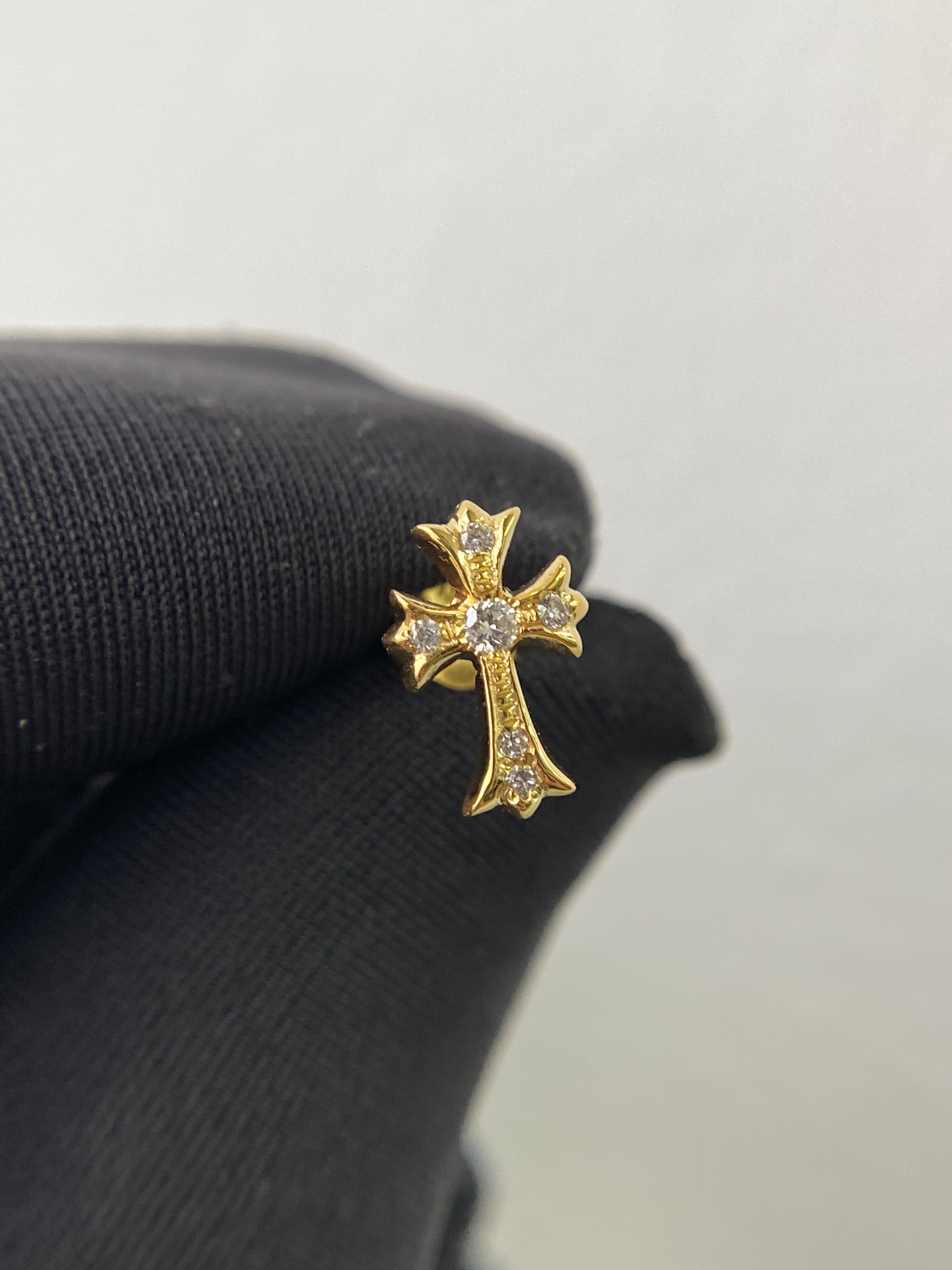 Earrings, gold-plated with custom diamond setting, 22k real gold customization