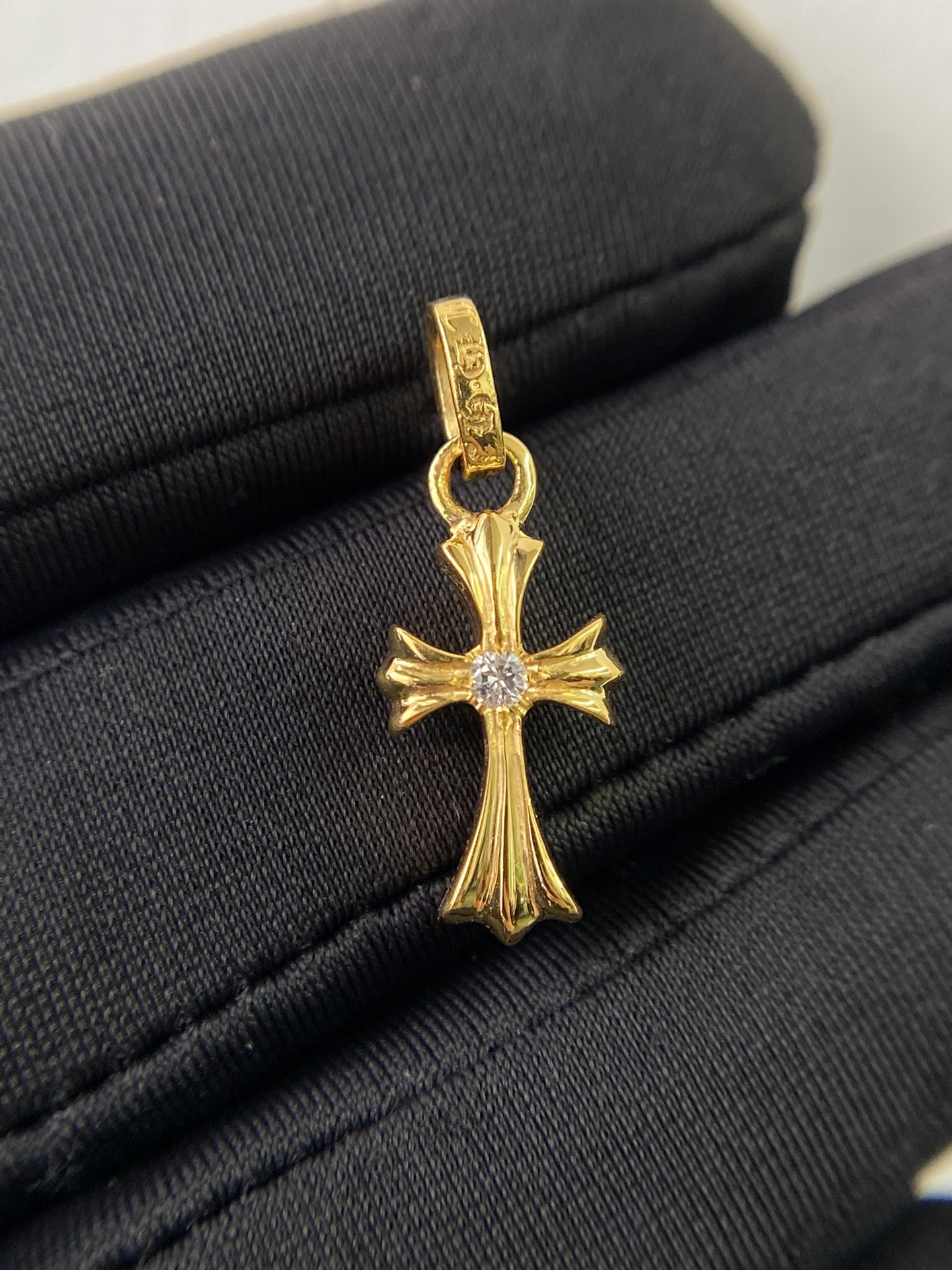 Earrings, gold-plated with custom diamond setting, 22k real gold customization