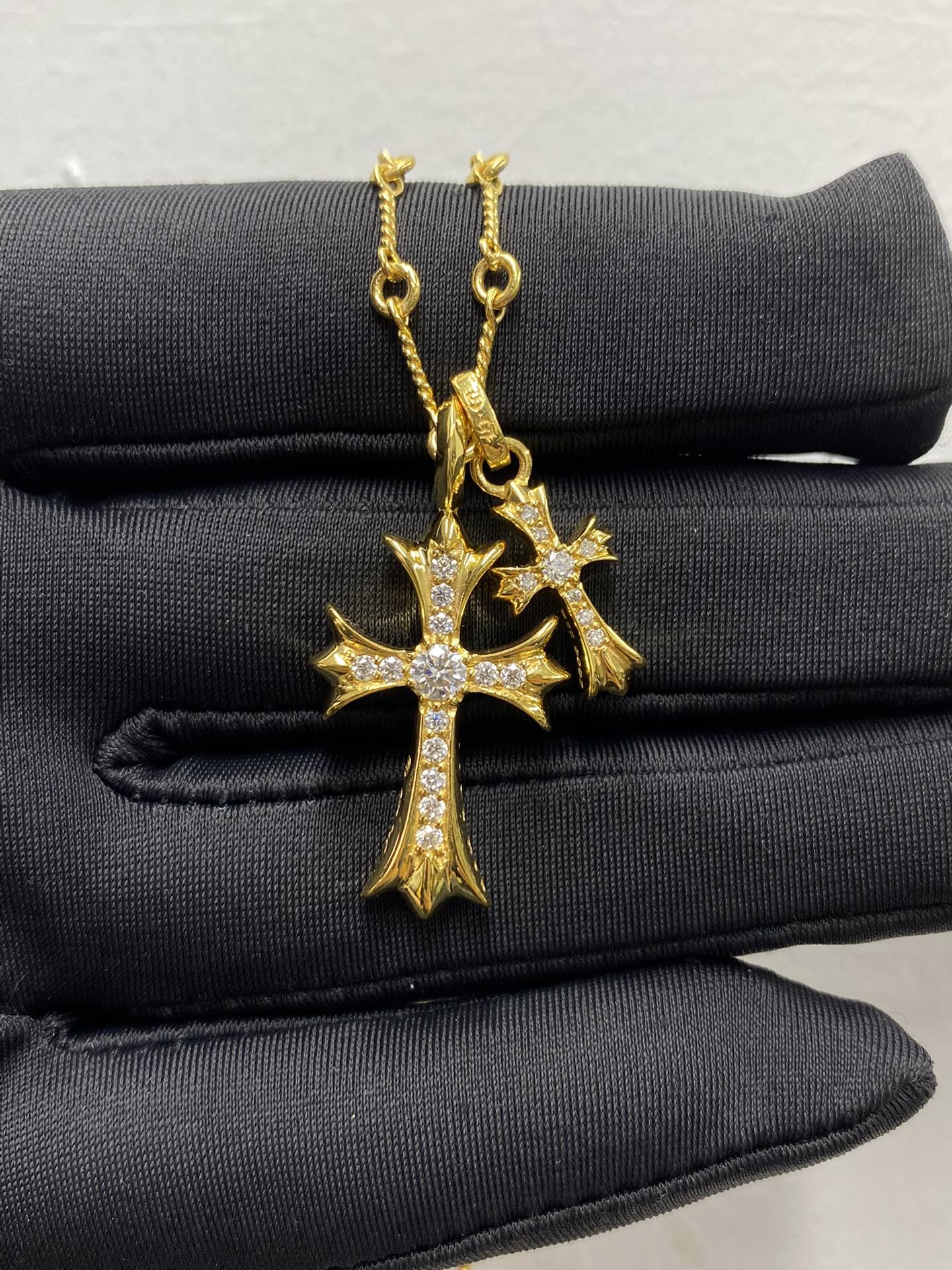 Gold-plated diamond-set customization, 22k real gold customization, necklace pendant