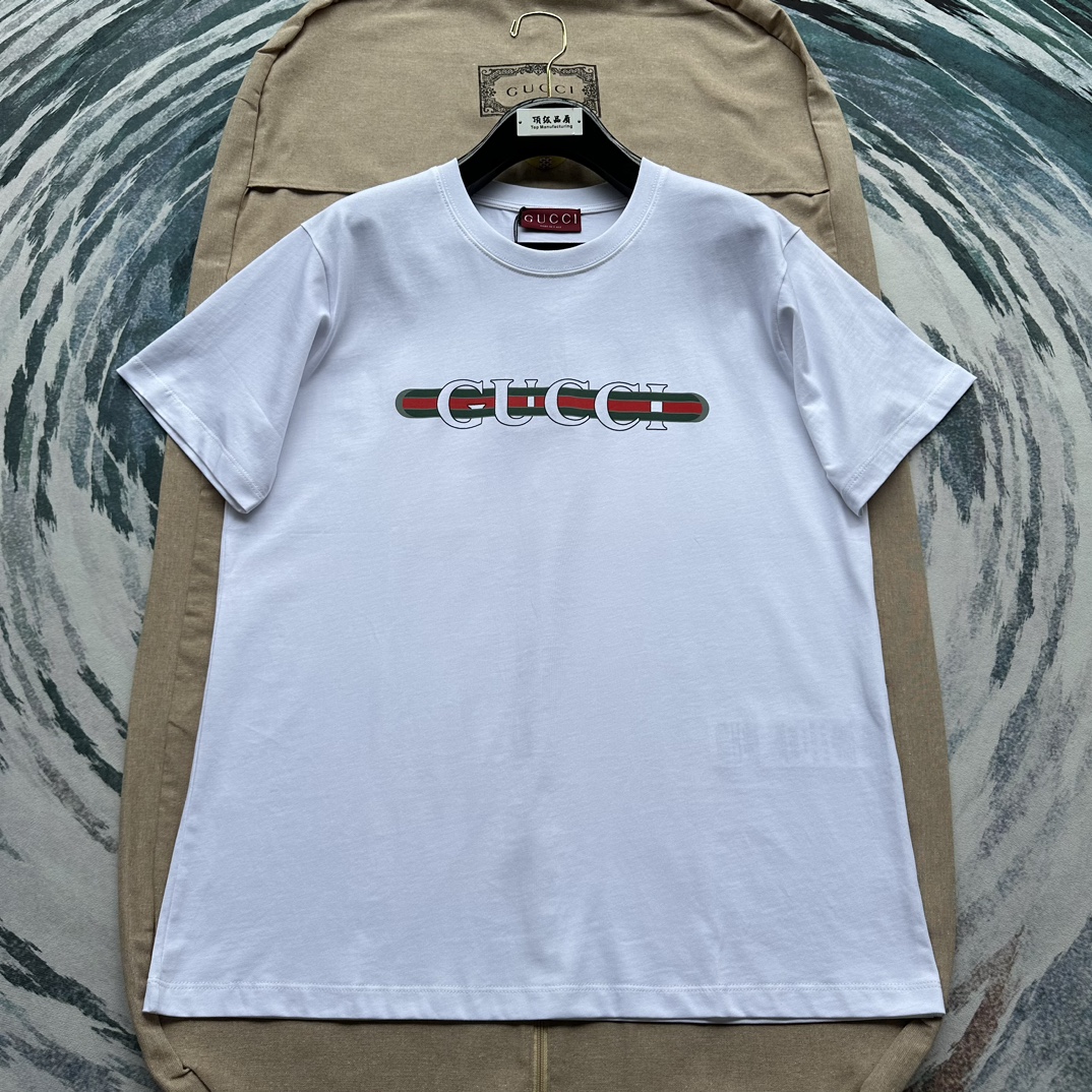 Gucci Kleidung T-Shirt Replika AAA+ Designer
 Weiß Drucken Unisex Baumwolle Gestrickte Stricken Herbstsammlung Kurzarm