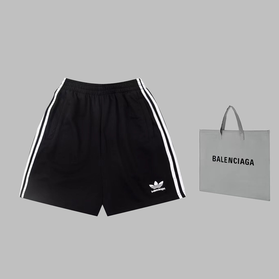 High Quality BAL Paris Co-name Embroidered Shorts with Side-Weave-Laced Logo