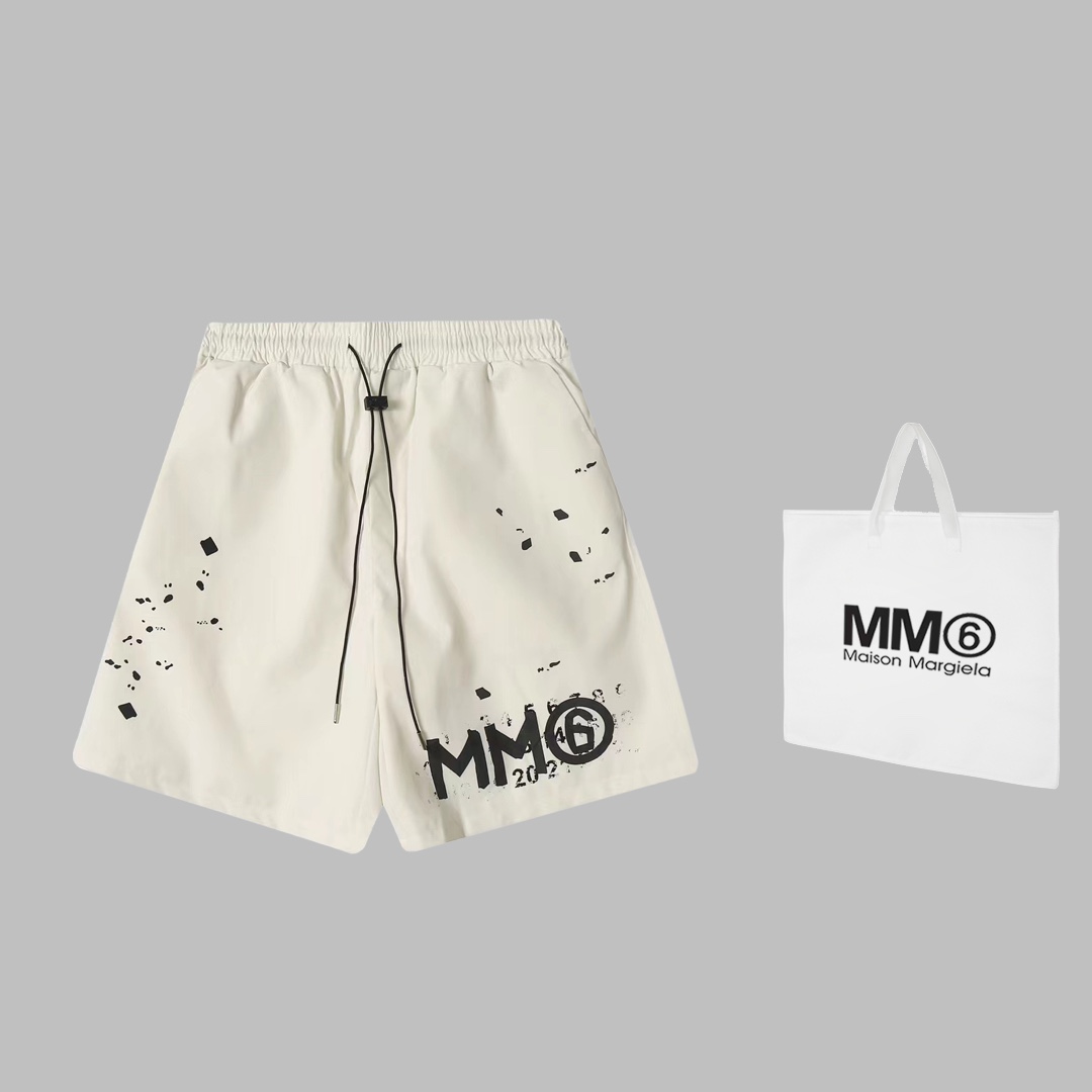 (Passable with handbags 5) Designer Marguerite MM6 24SS makes old prints, shorts, code number SMLXl - 图片 1