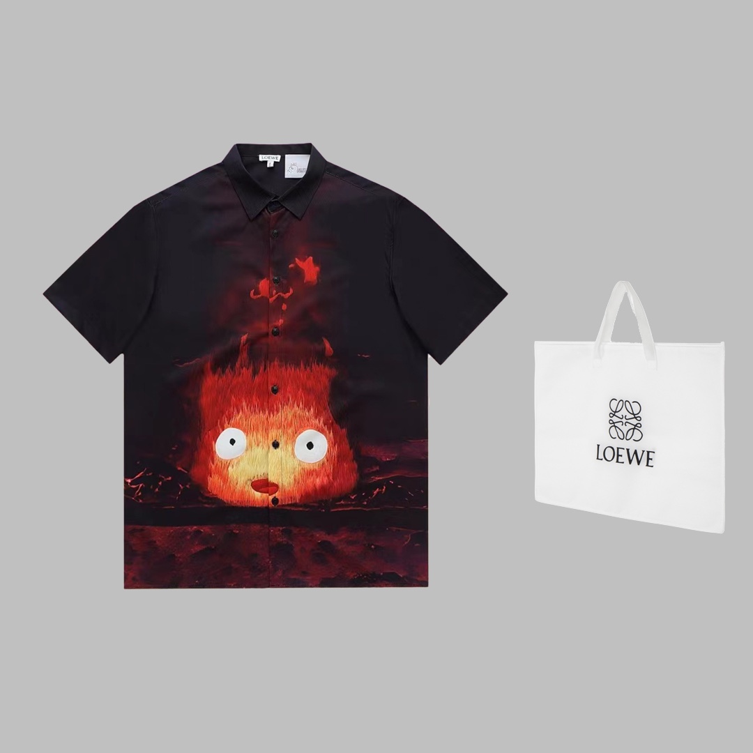 LOEWE x Hal’s Moving Castle Flame Shorts Shirt in Picture Color, Gender-Neutral Sizes - 图片 1