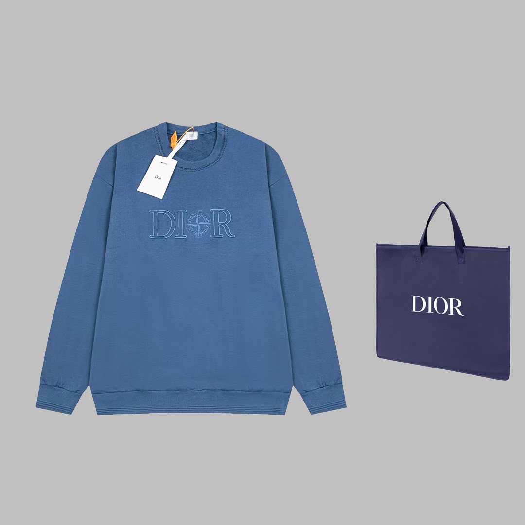 (Se puede equipar con un bolso ➕5) [Exquisito] Sudadera de cuello redondo bordada con la marca compartida DIOR* Stone I…