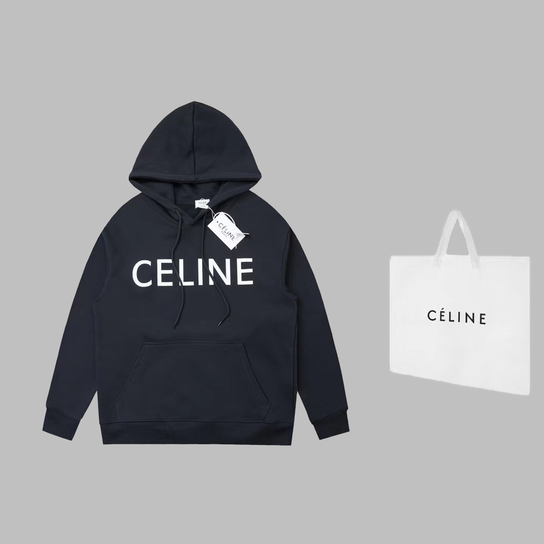 (Se puede combinar con bolsa de mano +5) Sudadera con capucha y estampado de letras CELINE, lujo ligero, pren…