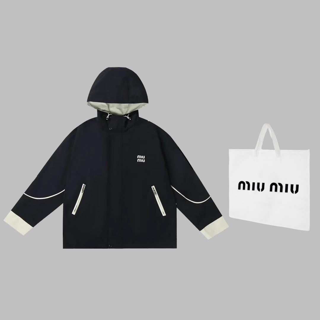 (Se puede combinar con bolsa de mano +5) Chaqueta de plumón impermeable de diseñador MIU MIU 2024 otoño-invie…
