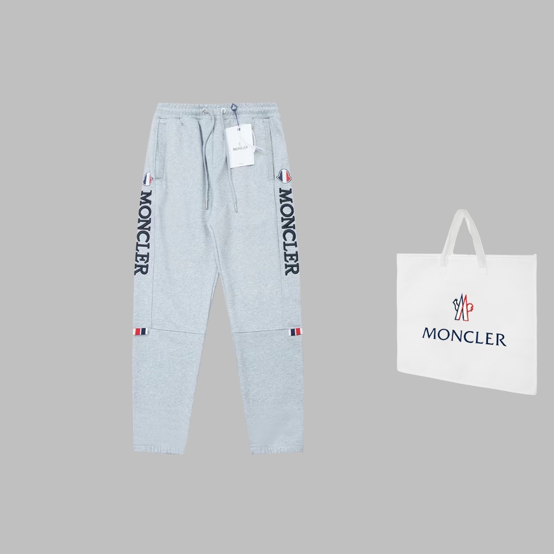 Luxury Handbags: Moncler’s Detailed High-Density Cotton Sweatpants in Grey/Black