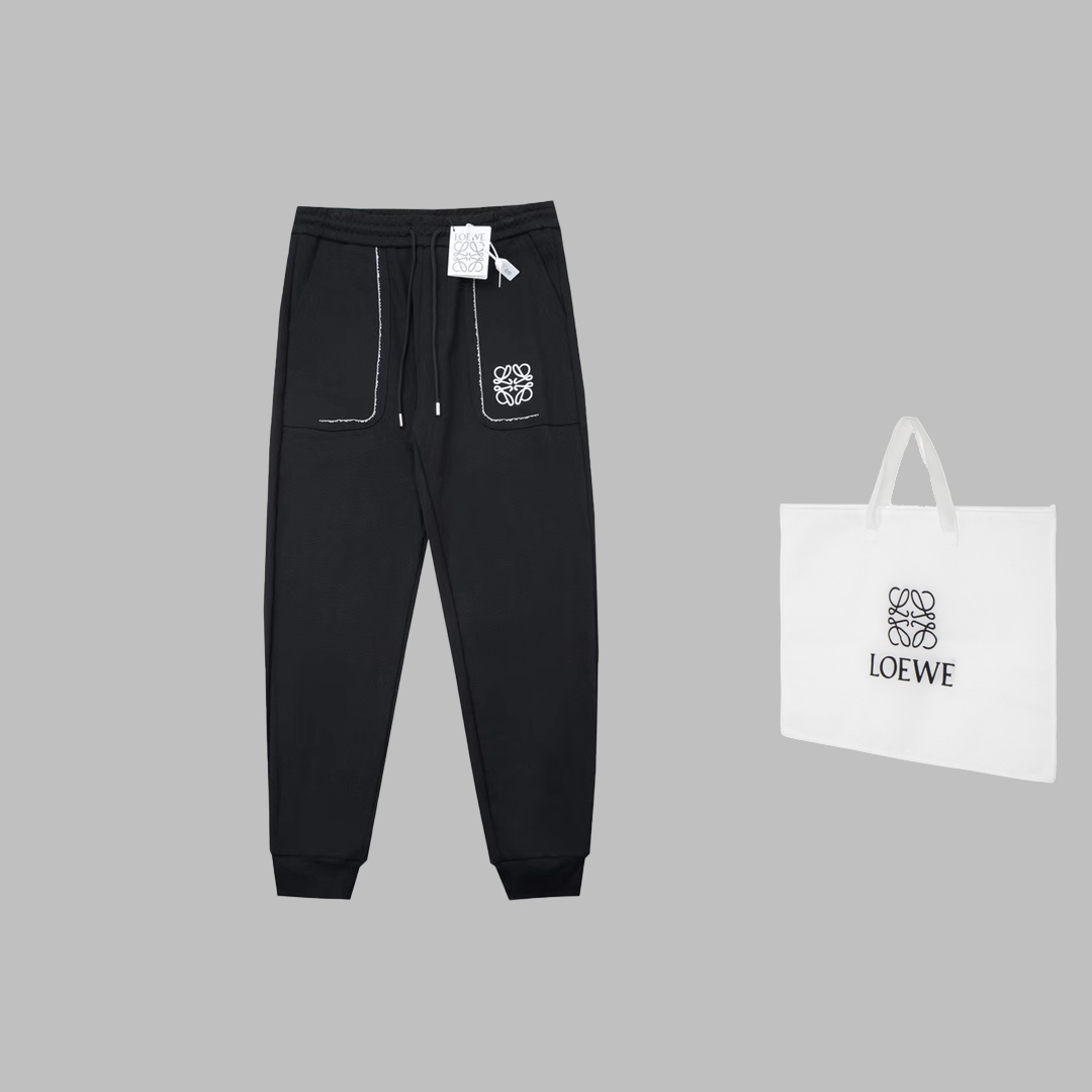Luxurious Unisex Sweatpants with Embroidered Pockets – Loywe Autumn/Winter Collection - 图片 1