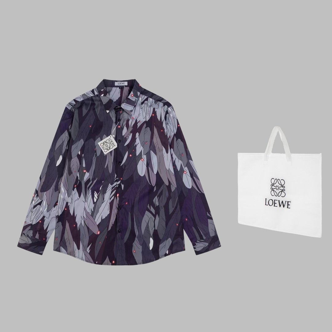 Loewe Feathers Long Sleeve Shirt with Custom Supplements in Picture Color - 图片 1