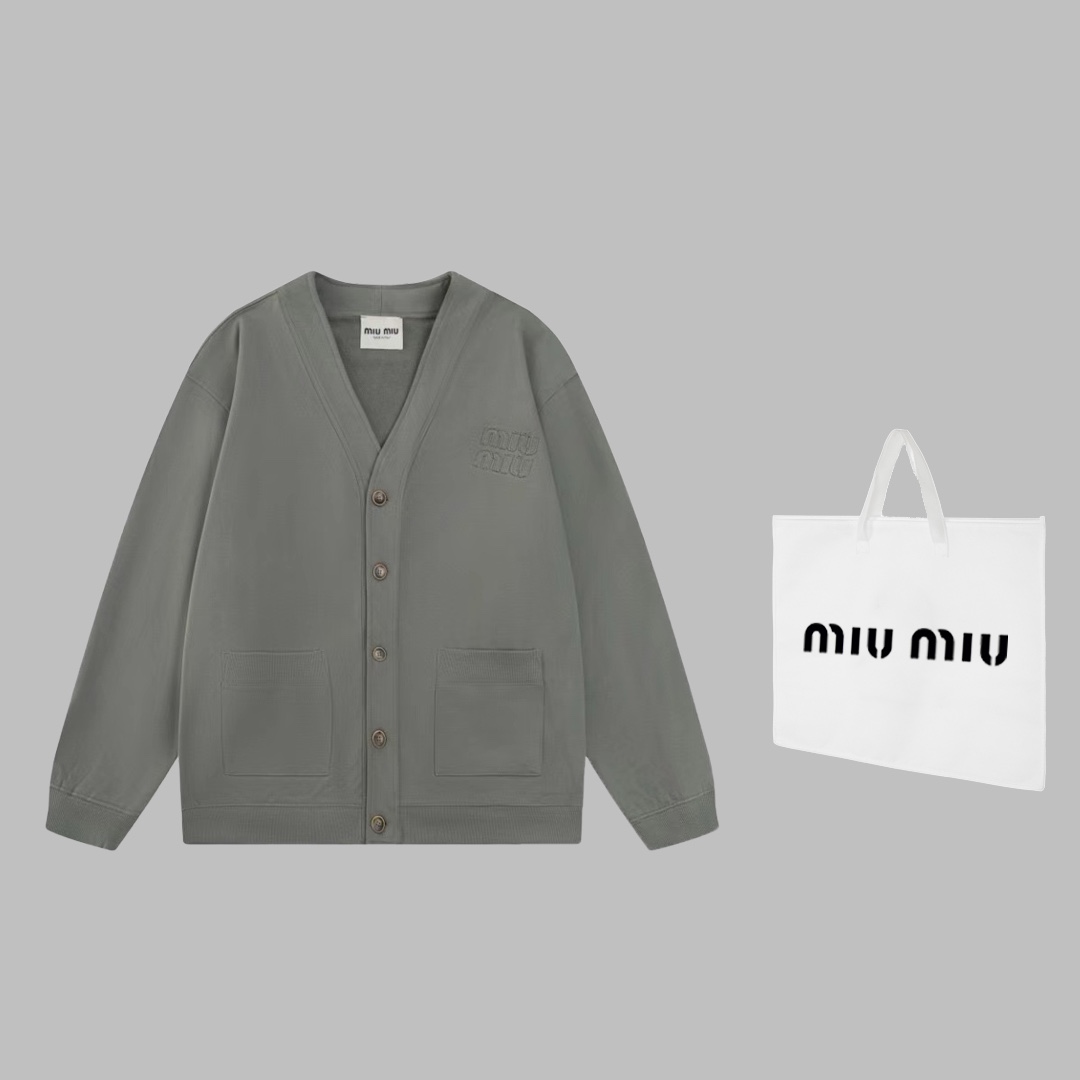 Miu Miu Gray Shirt in Various Sizes with Custom-Made Details for Gender-Neutral Wear