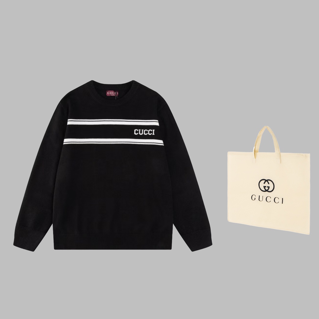Gucci Logo Knit Sweaters: Quality Detail for Men and Women, Sizes XS-L