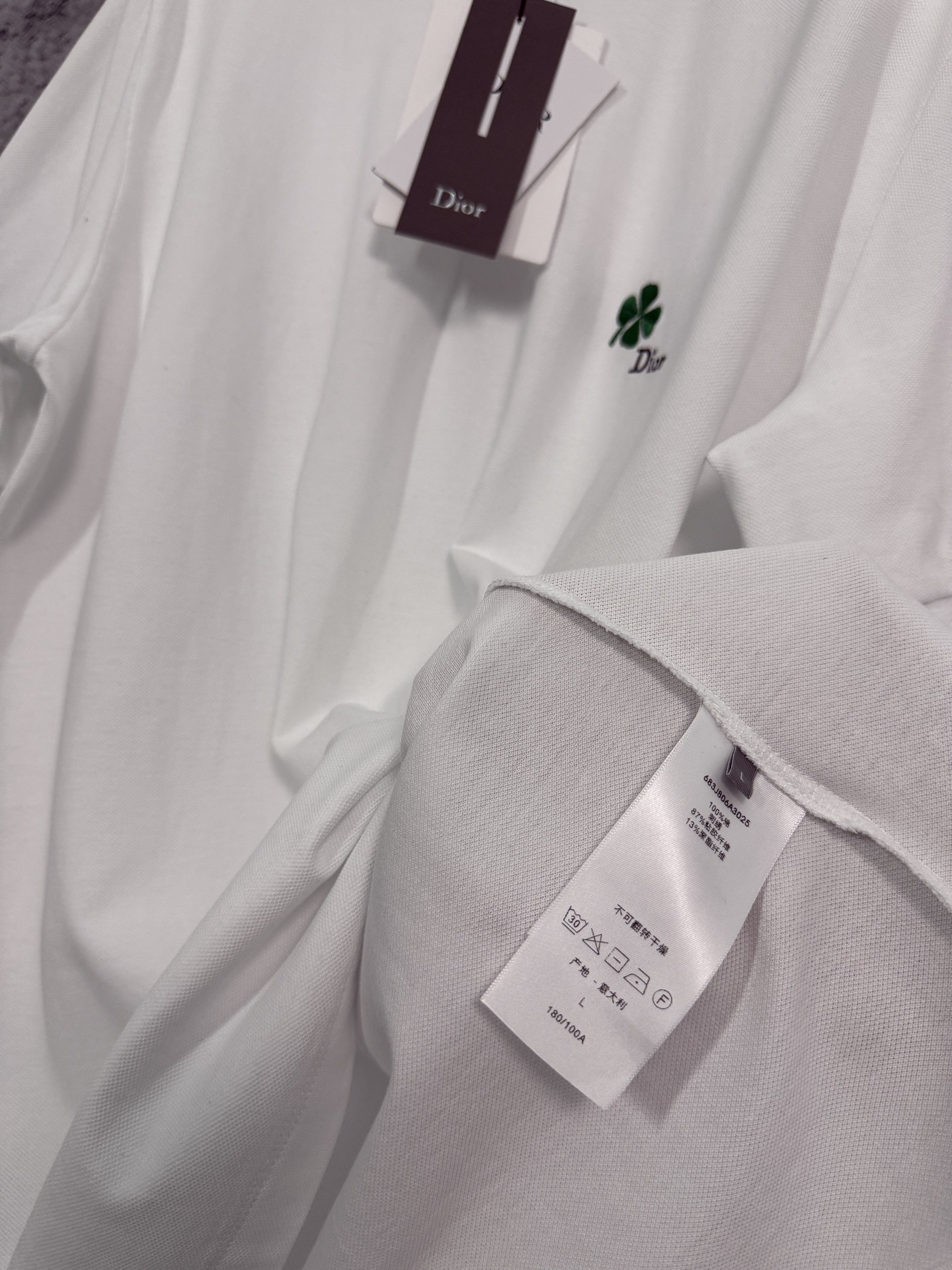 Dior DIOR 迪奥 26ss 四叶草刺绣贝壳纽扣短袖polo衫