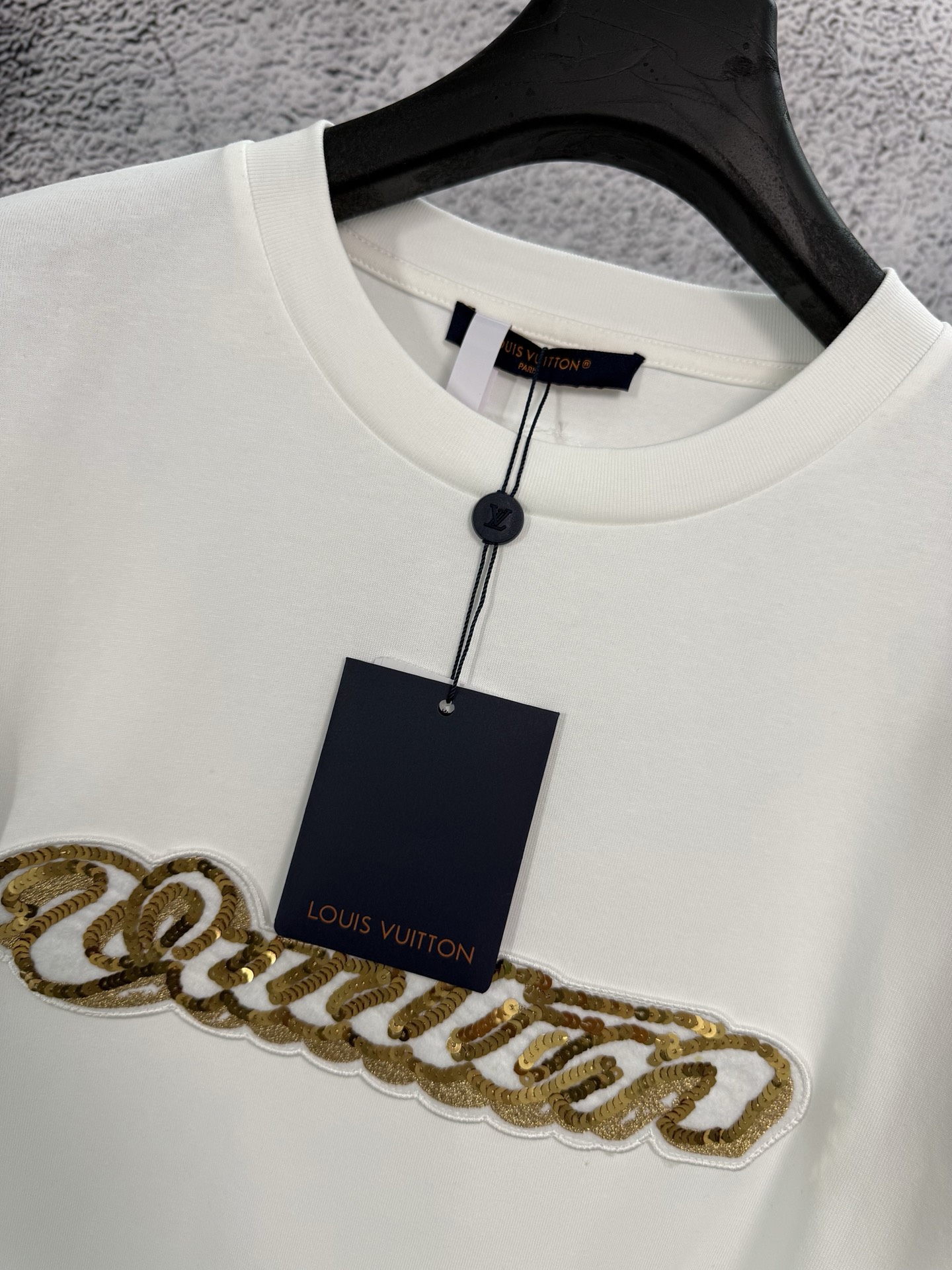 Louis Vuitton LOUIS VUITTON 路易威登 26ss LV 金色珠片刺绣短袖T恤