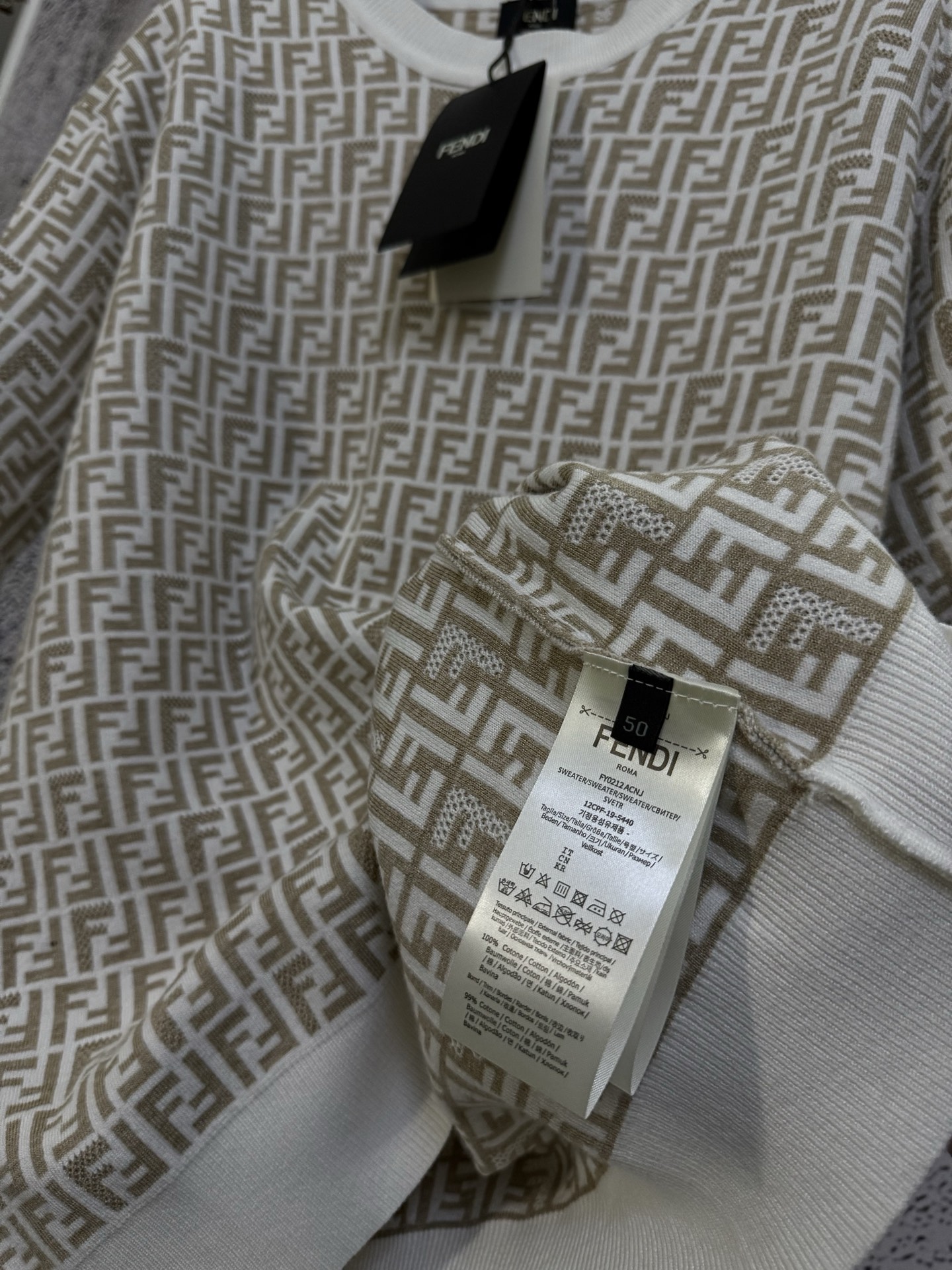 Fendi FENDI 芬迪 L135 双F满花提花针织衫短袖