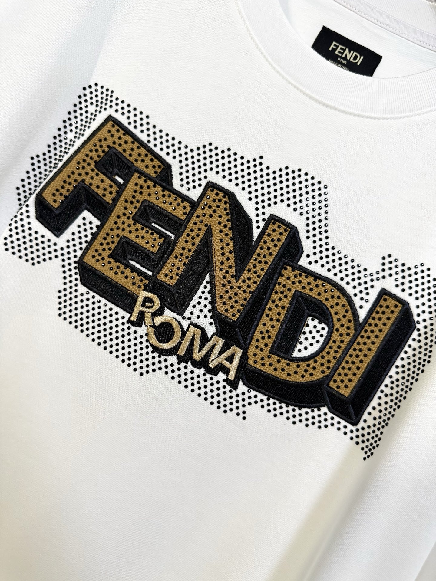Fendi FENDI 芬迪 26ss 刺绣烫钻短袖T恤