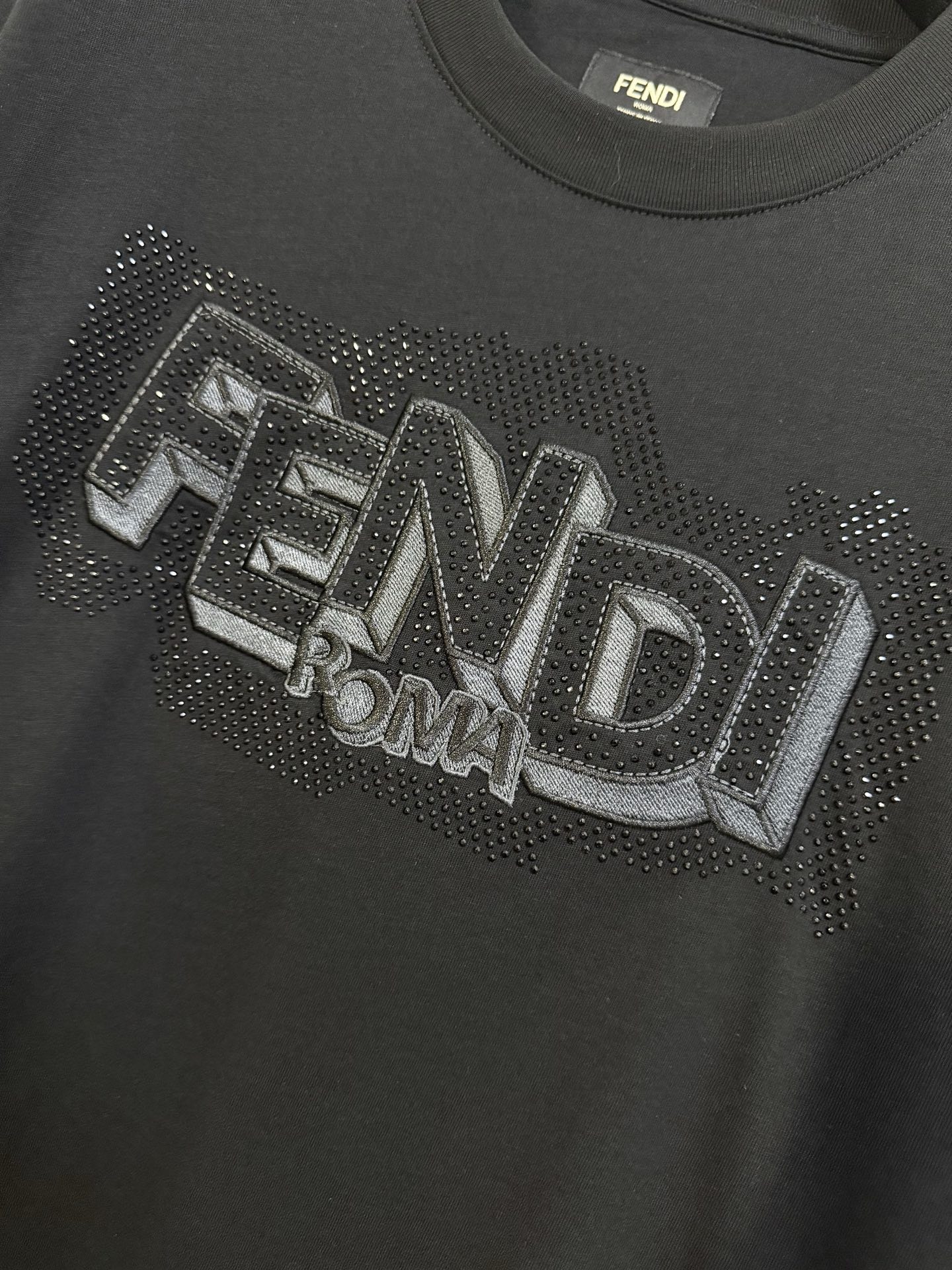 Fendi FENDI 芬迪 26ss 刺绣烫钻短袖T恤